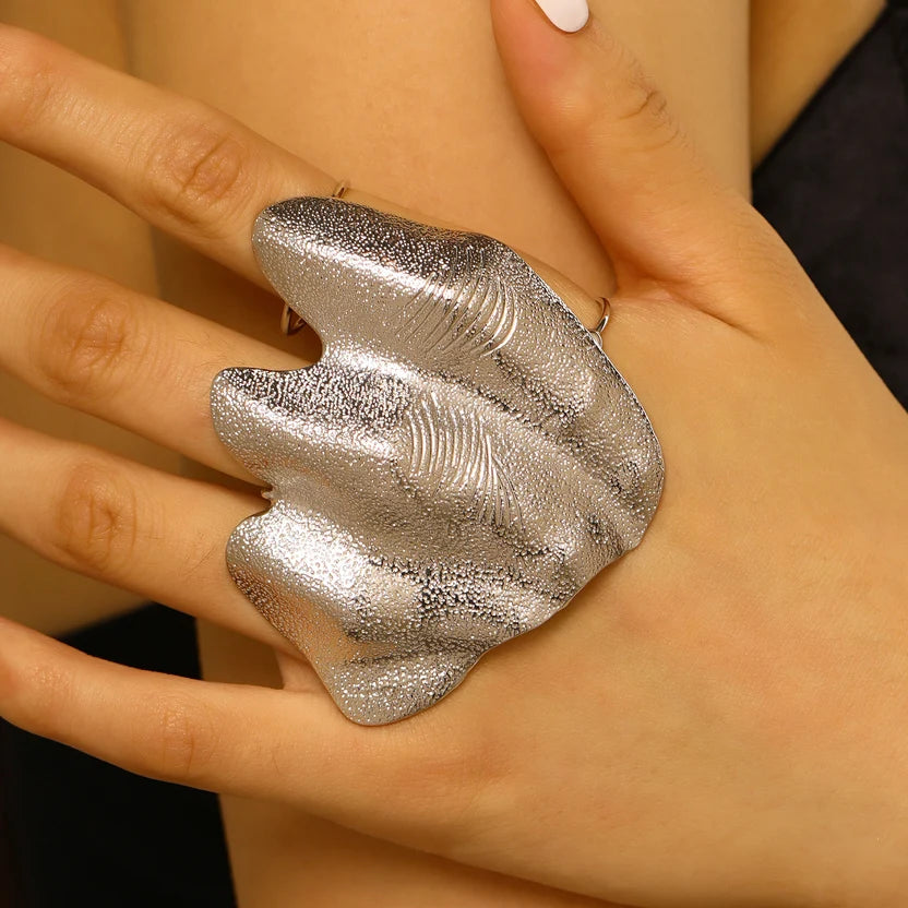 Kiara-Wavy Petal Designer Statement Ring For Women