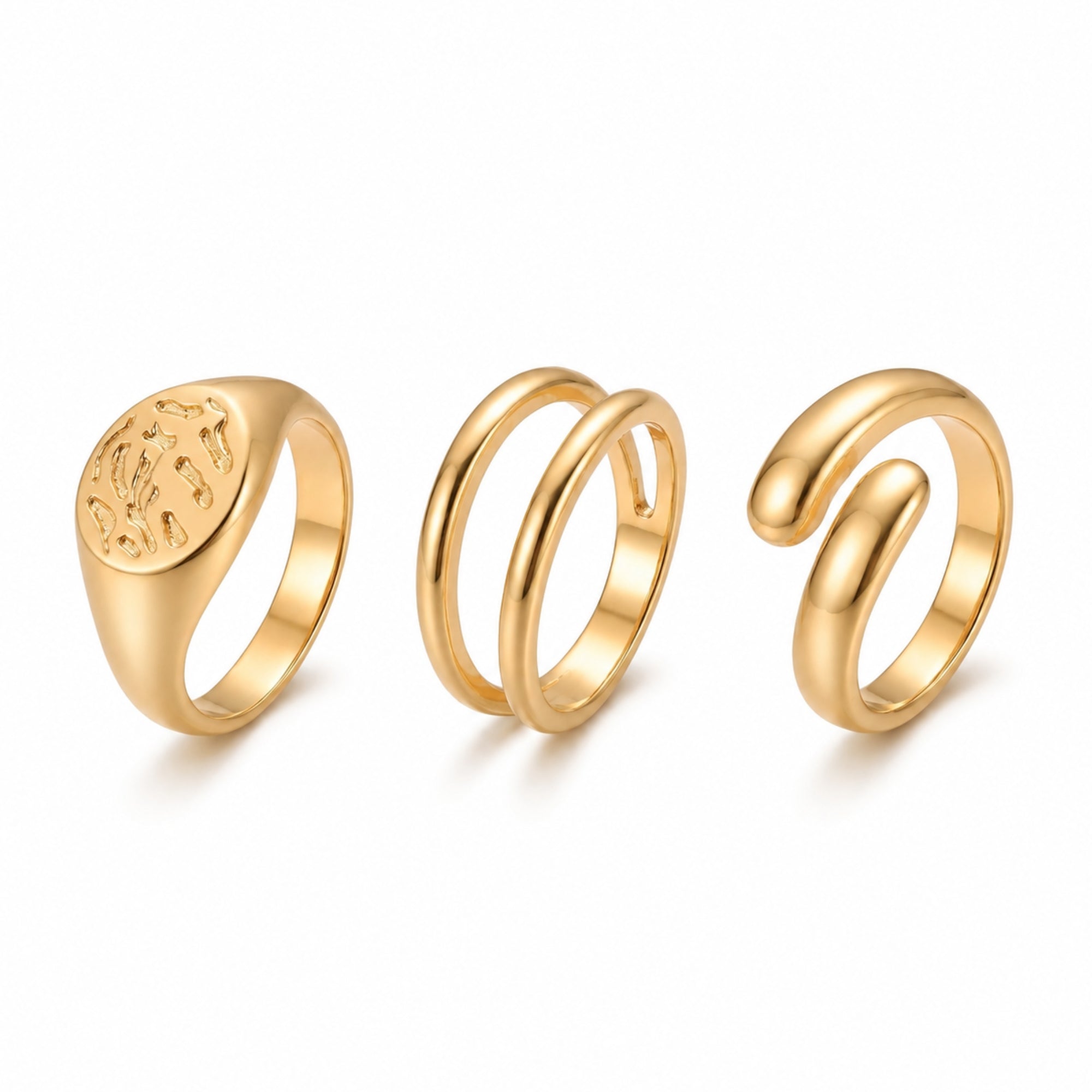 Enara- Adjustable Gold Tone Fashion Ring Combo for Women