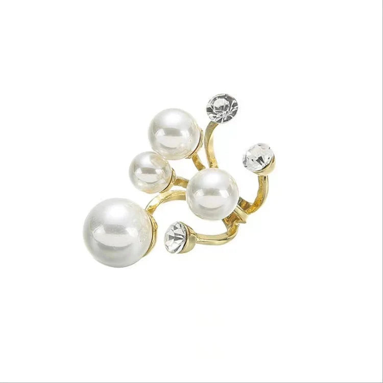 Lisa-White Pearl Gold Plated Copper Designer Statement Ring For Women
