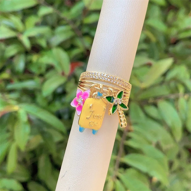Ziva - Multicolour Floral Charm Designer Ring For Women