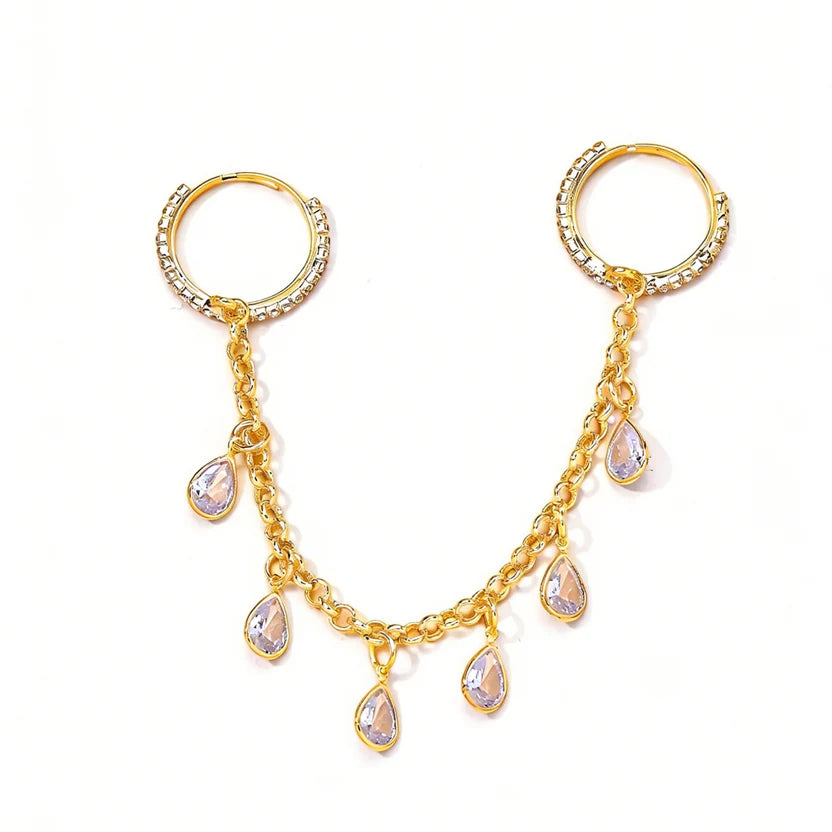 Crystal Studded Teardrop Chain Ring For Women