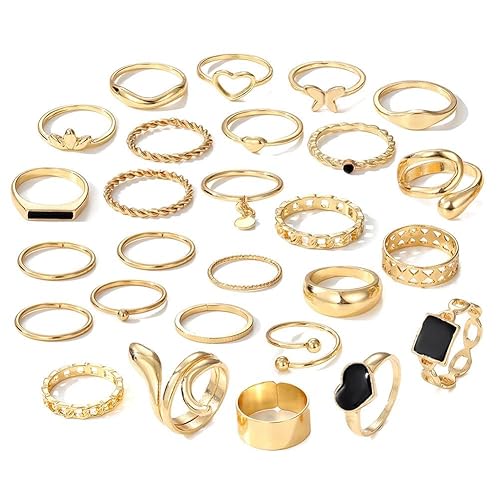 Enamel & Multidesign Stackable Ring Set For Women