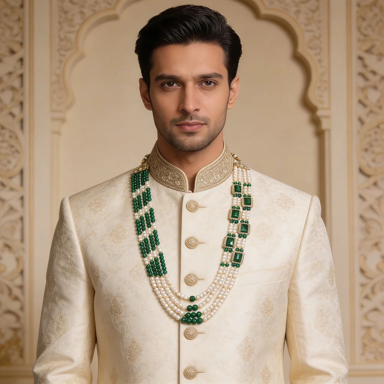 Vishu- Green Kundan Layered mala