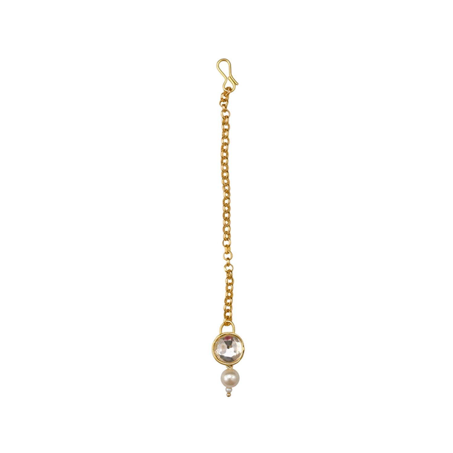 jyoti- Kids Pearl White Kundan Jewellery Set | Necklace, Earrings, Bracelet & Maang Tikka for Girls