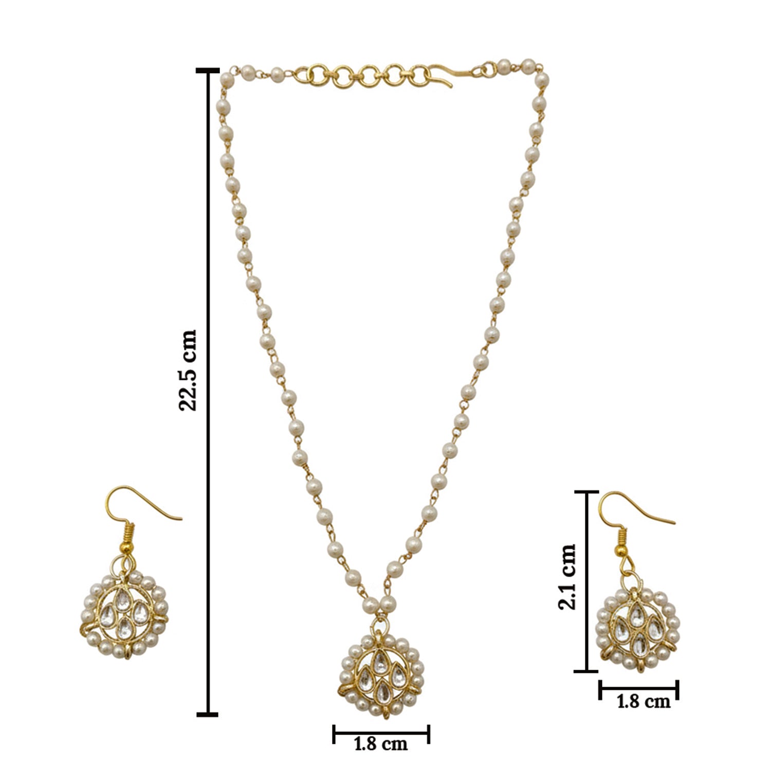 Shirin- Kids Pearl Kundan Jewellery Set | Necklace, Earrings & Bracelet for Girls