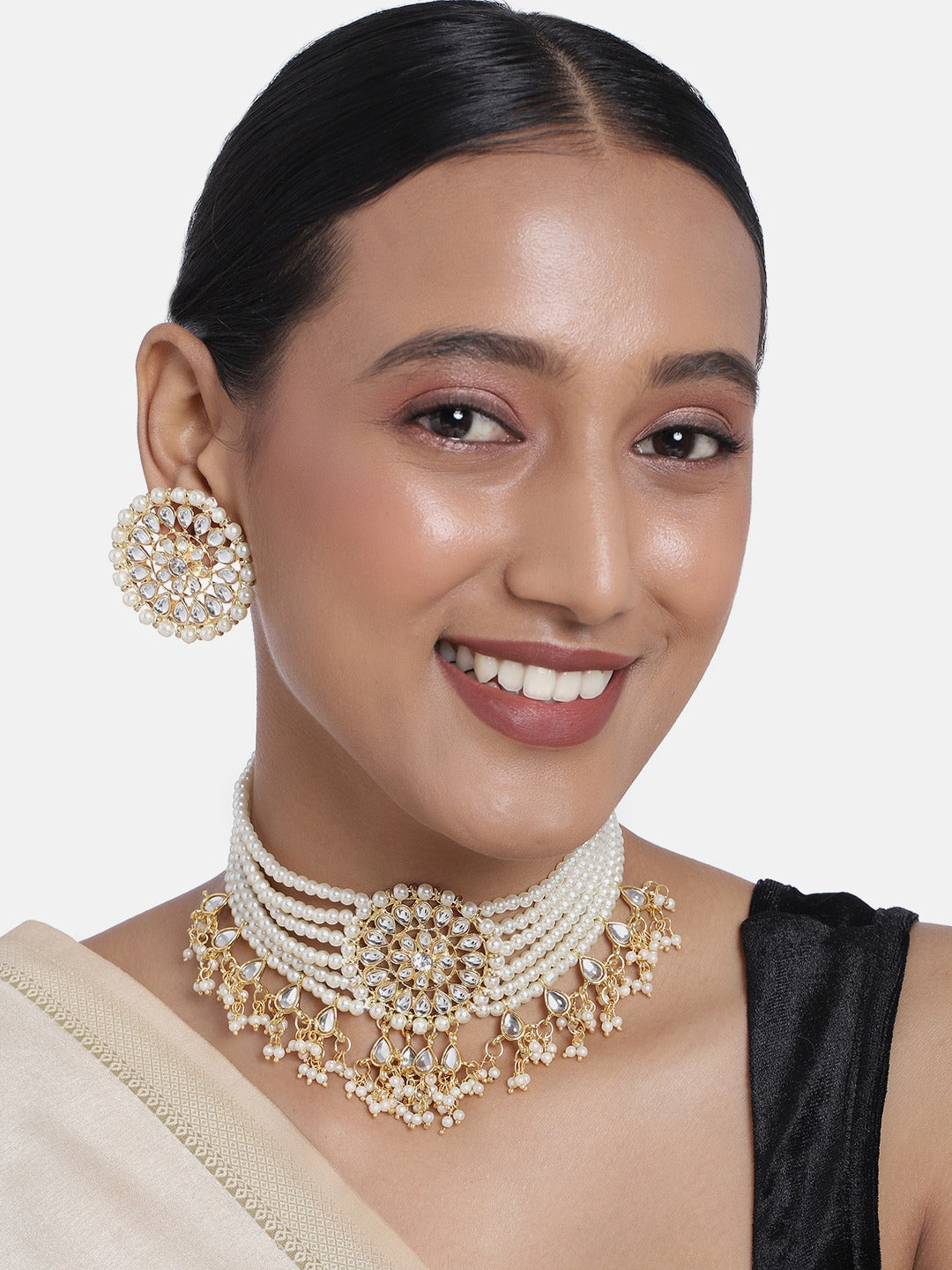 kundan , pearls ,stones jewellery set