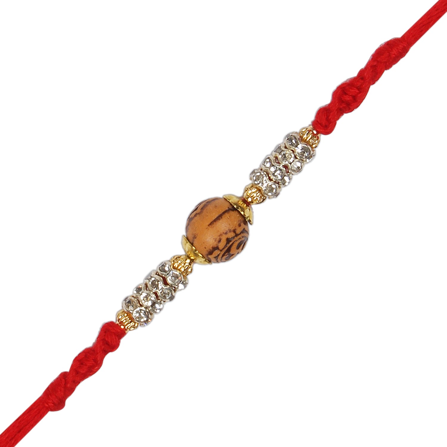 Gold Plated Stone Studded Wooden Rakhi Combo Of 2 For Men/Boys/Bhai/Brother (R961-2) (Pack Of 2)