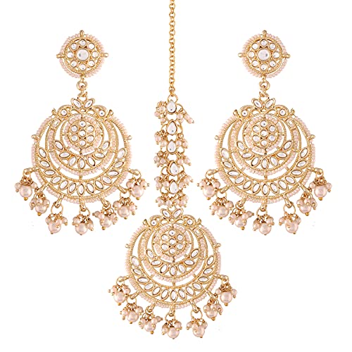 kundan , pearls , chandbali