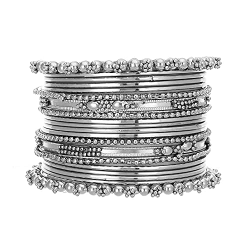 Silver Oxidized Bangle Set