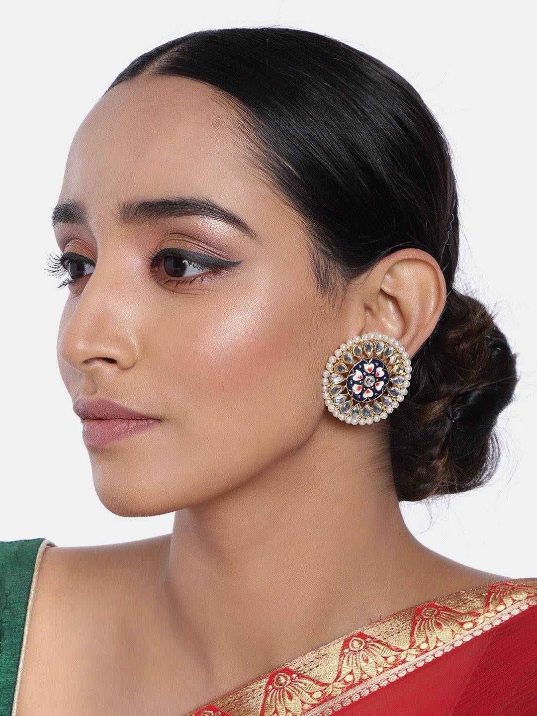 meenakari , kundan , pearls earrings