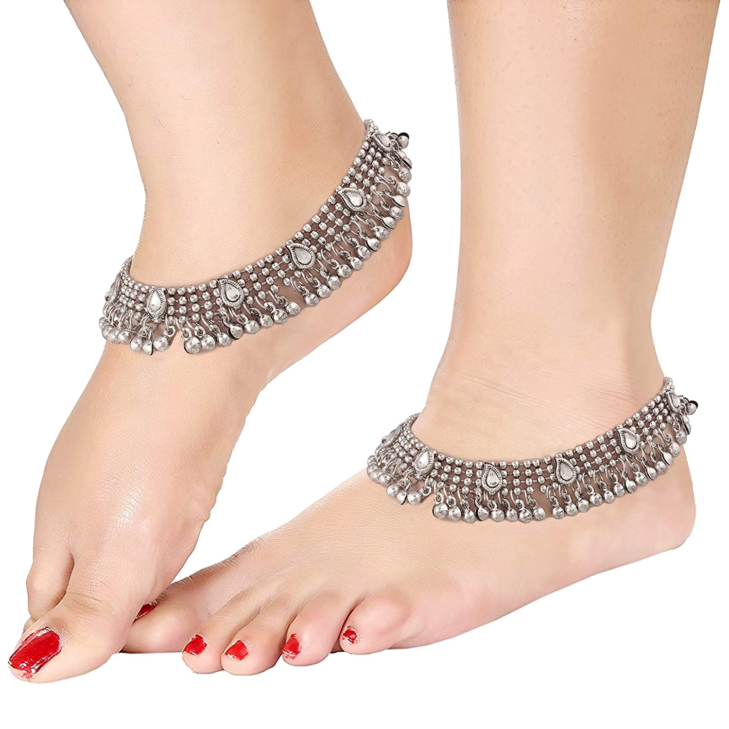 silver oxidised , kundan , ghungroo payal ,anklet
