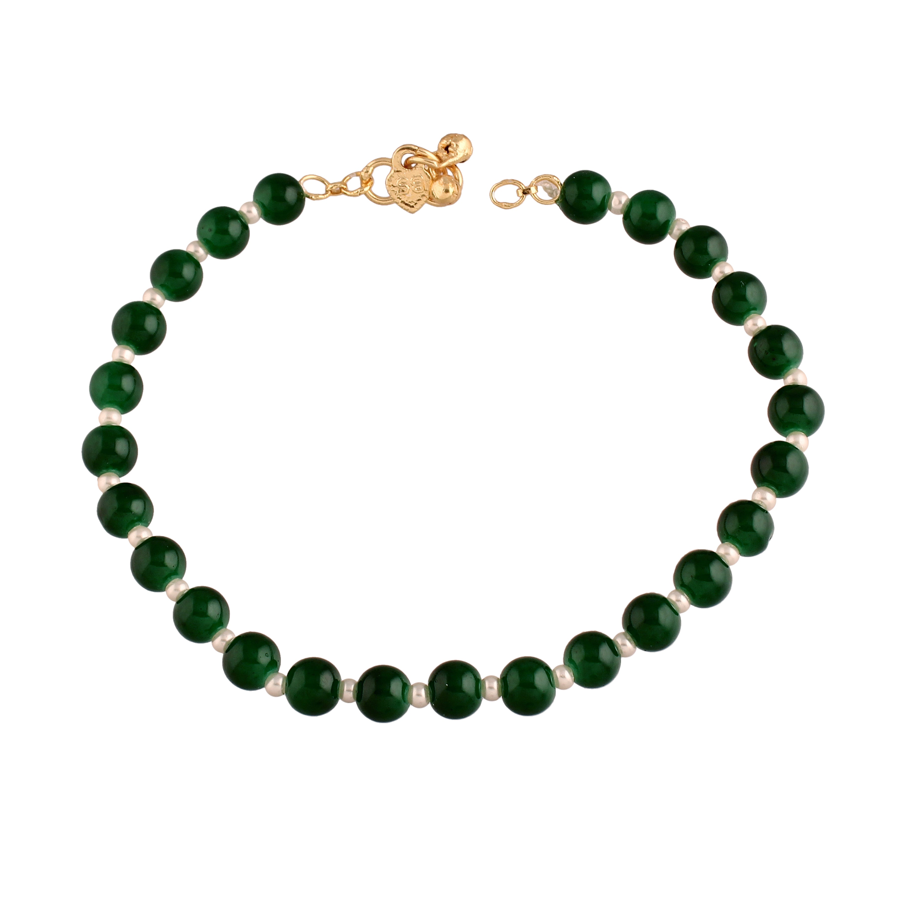 Madhura Pearl Green Anklets