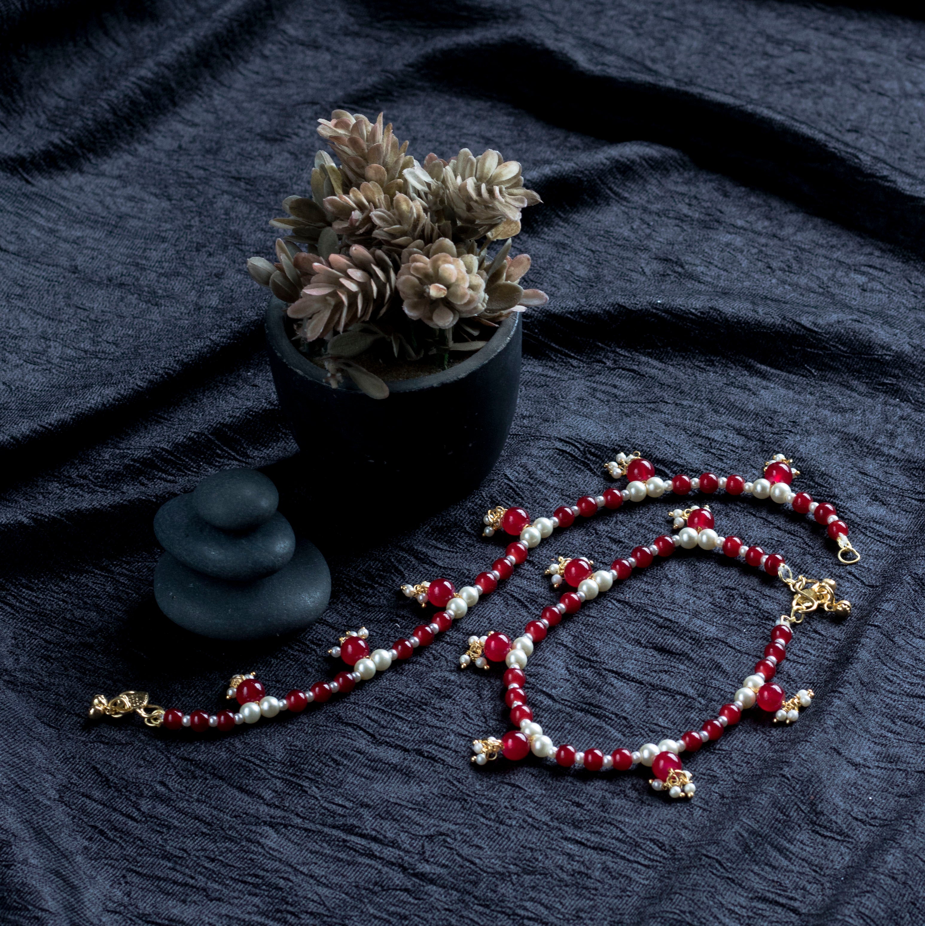 pearls , moti , , ghungroo ,traditional anklet ,