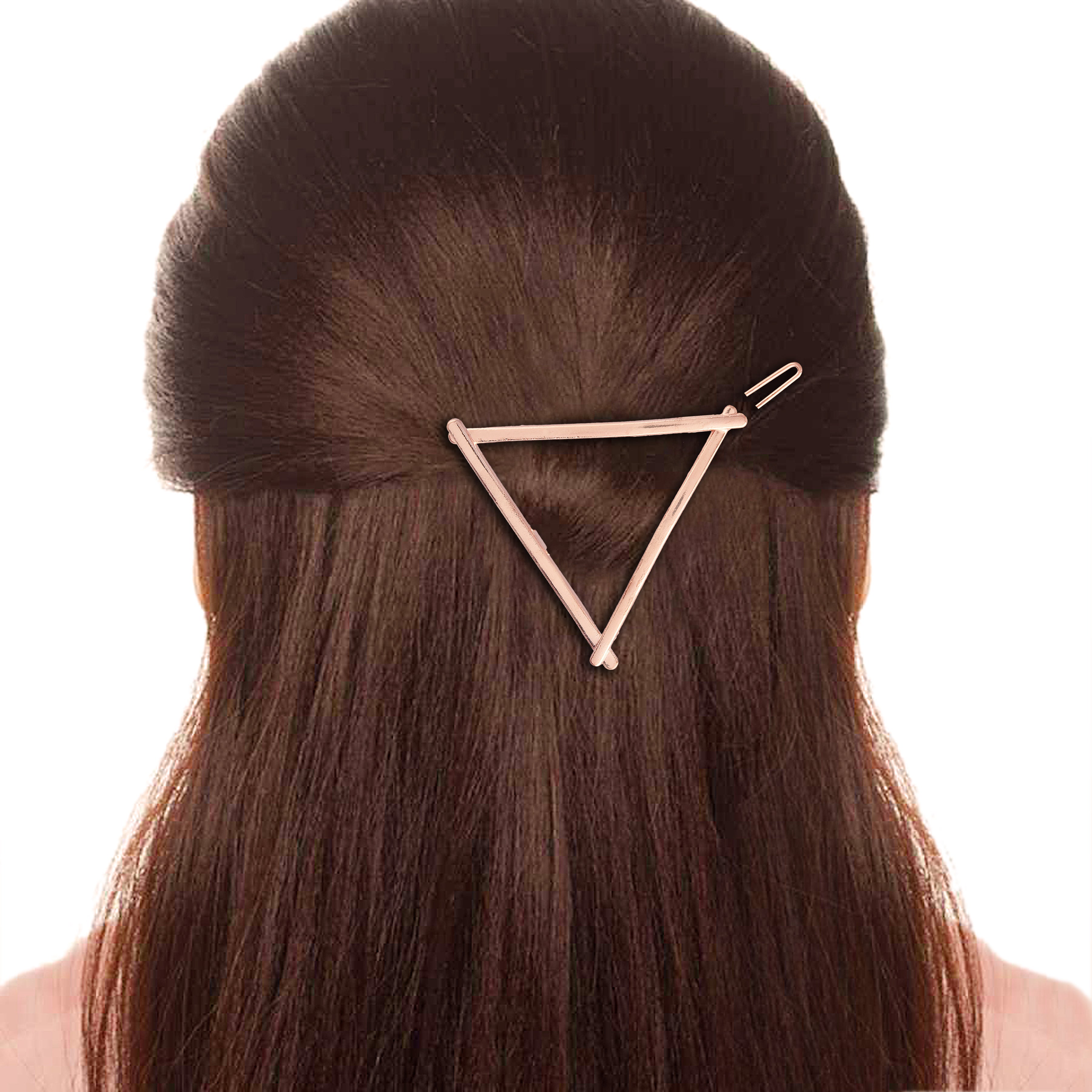 Women Set of 2 Toned Triangle Shaped Hair Pins (Rosegold and Gold)