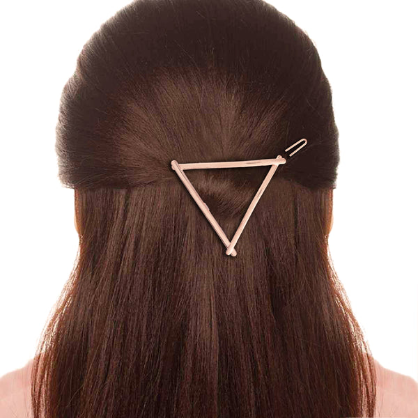 Women Set of 2 Toned Triangle Shaped Hair Pins (Rosegold and Gold)