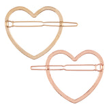 Multicoloured Set Of 2 Heart Shaped Hair Pins (Rosegold and Gold)