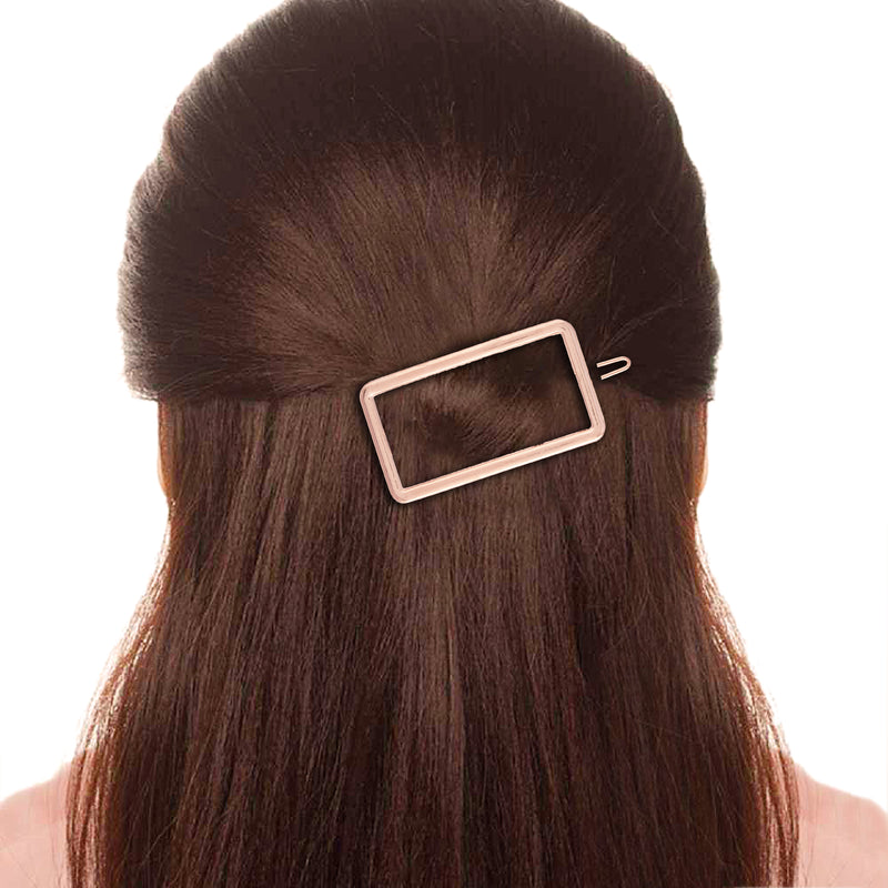 Women Set of 2 Toned Rectangle Shaped Hair Pins (Rosegold and Gold)