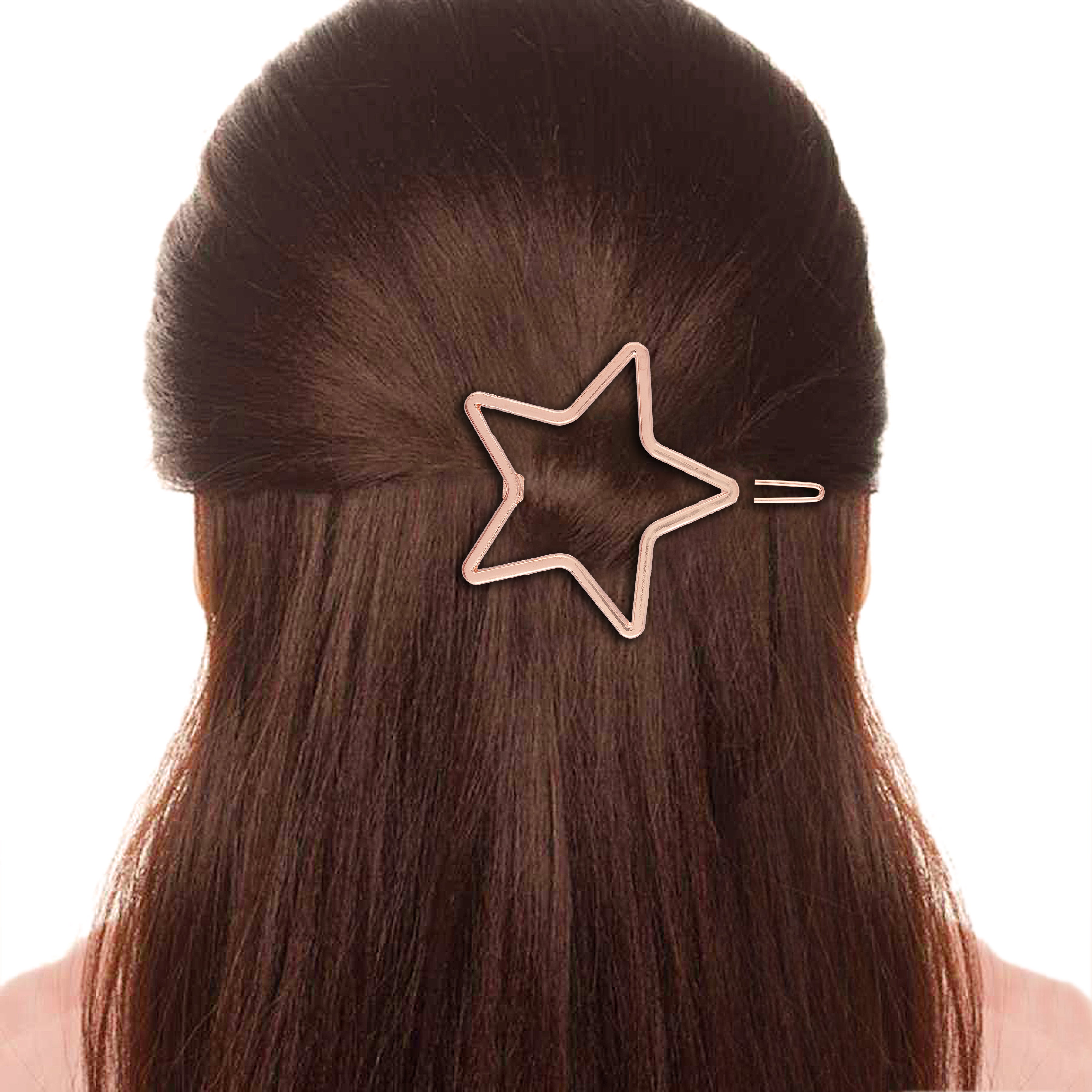Women Set of 2 Star Shaped Hair Pins (Rosegold and Gold)