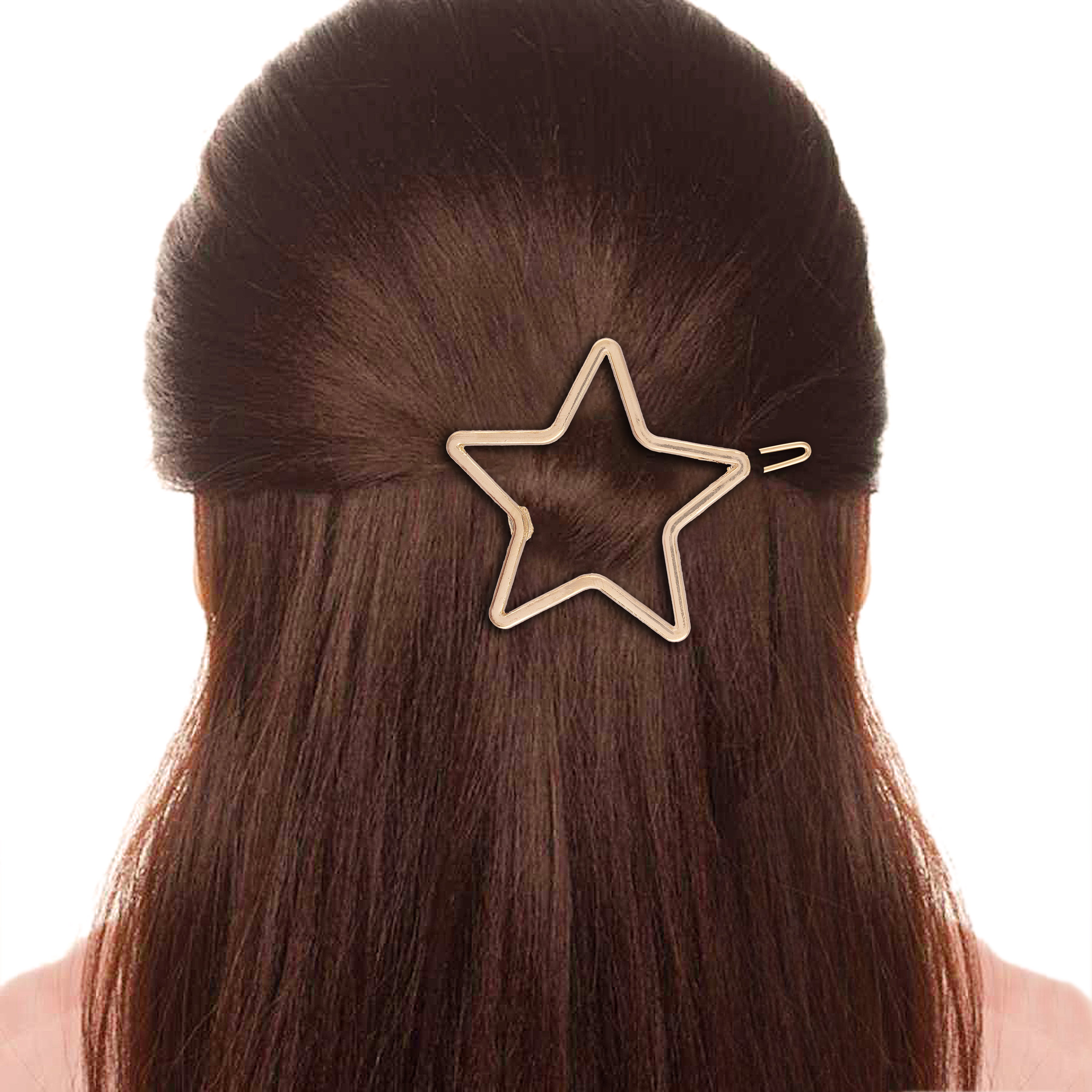 Women Set of 2 Star Shaped Hair Pins (Rosegold and Gold)