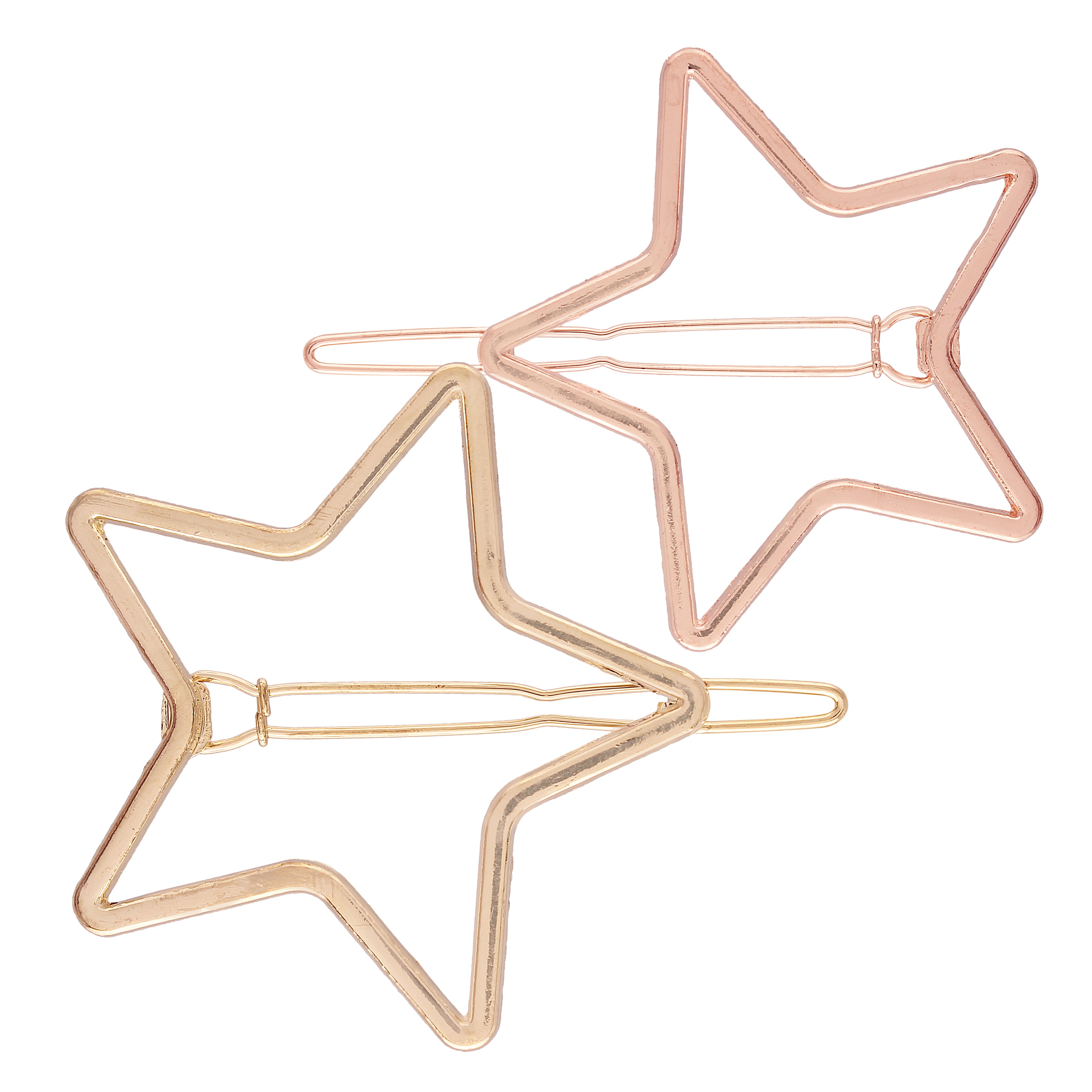 Women Set of 2 Star Shaped Hair Pins (Rosegold and Gold)