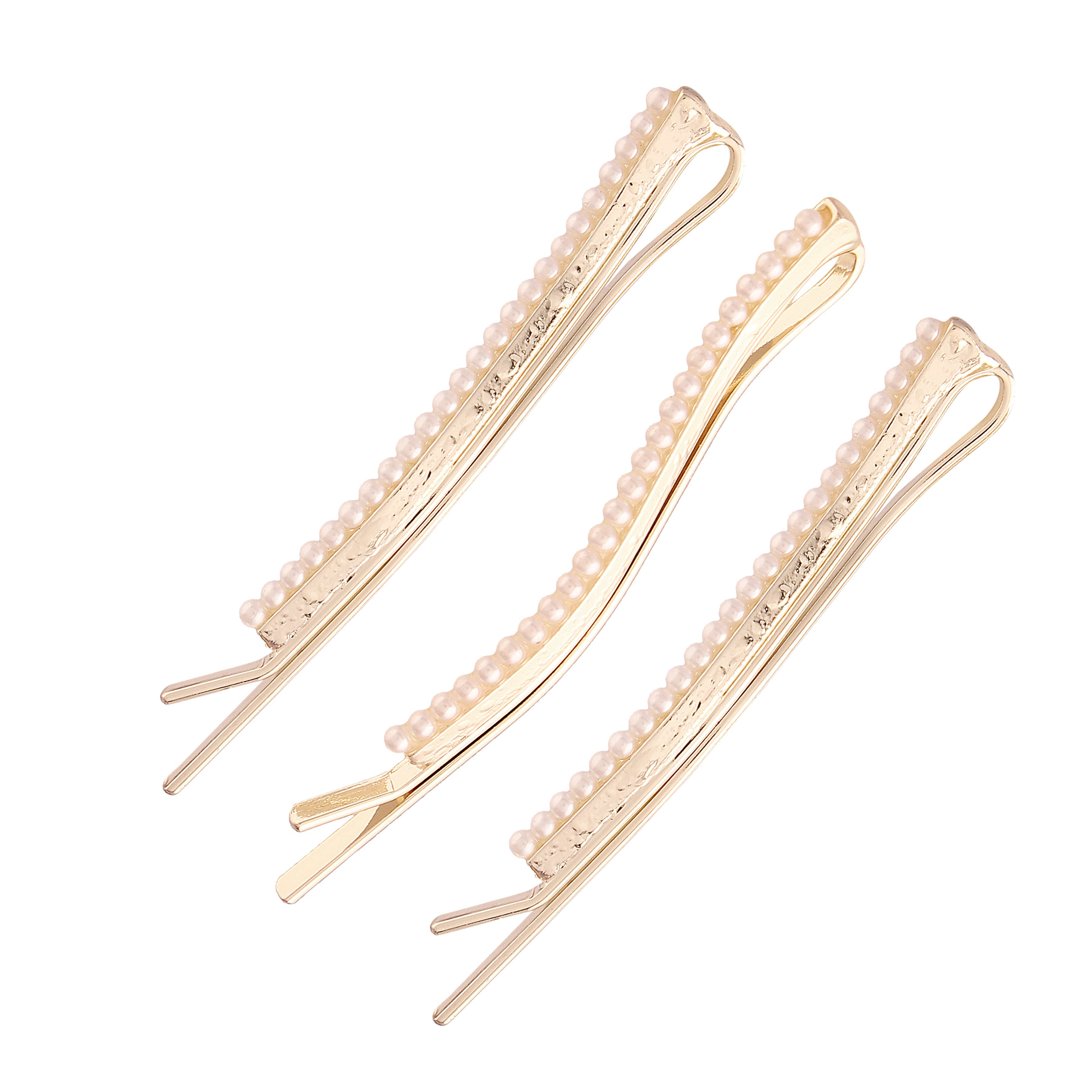 Set of 3Gold Pearl Hair Clips/Pins For Women