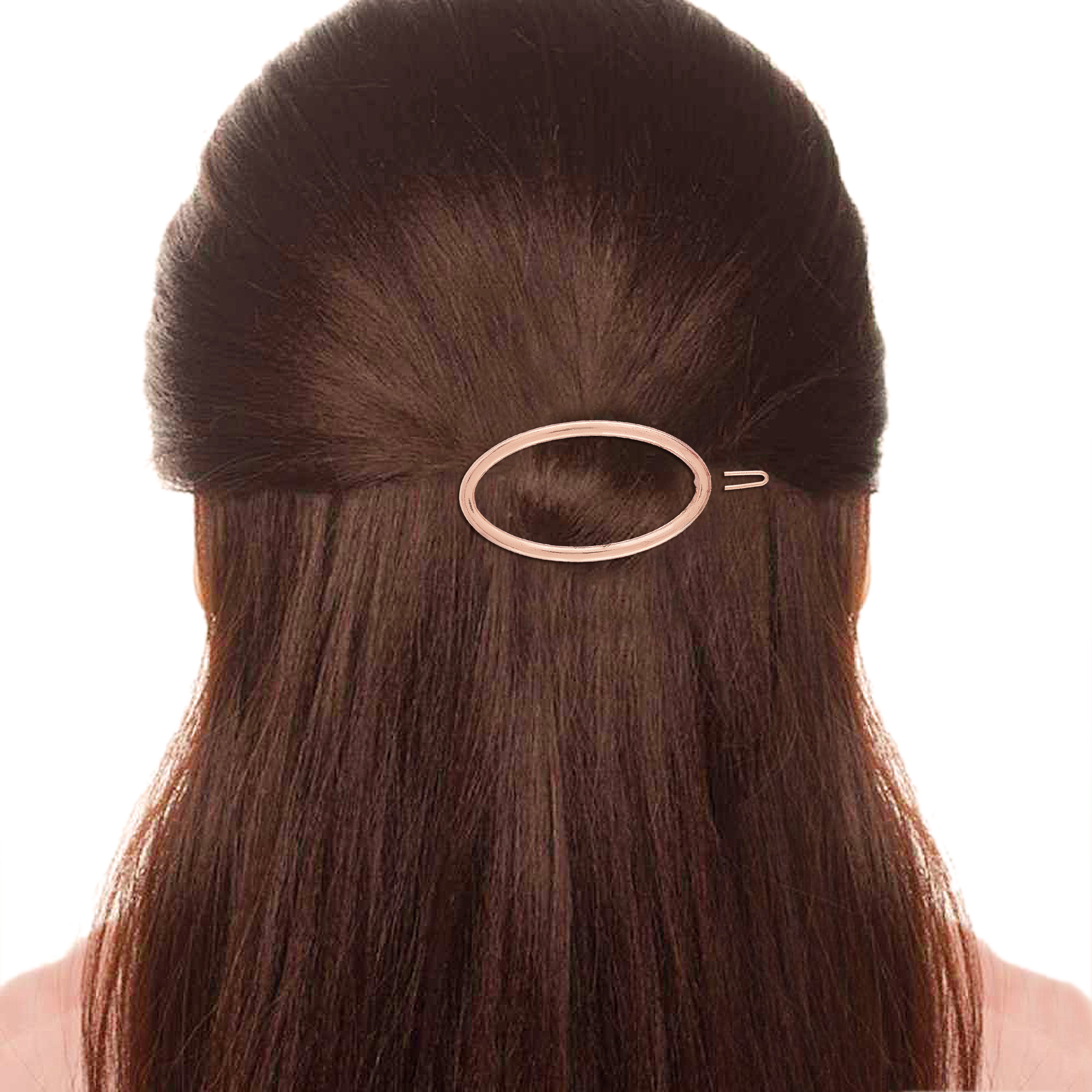 Women Set of 2 Oval Shaped Hair Pins (Rosegold and Gold)