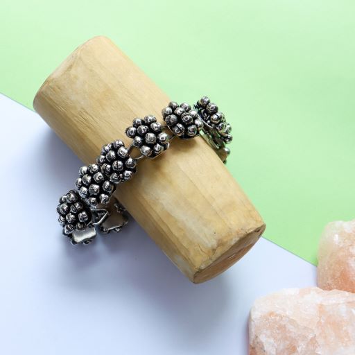 Silver Oxidized Ghungroo Bracelet