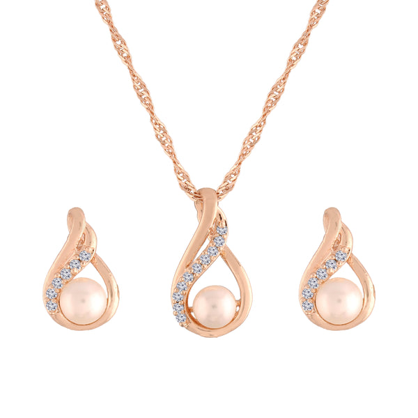 rose gold chain pendent , american daimond , pearls  drop earring