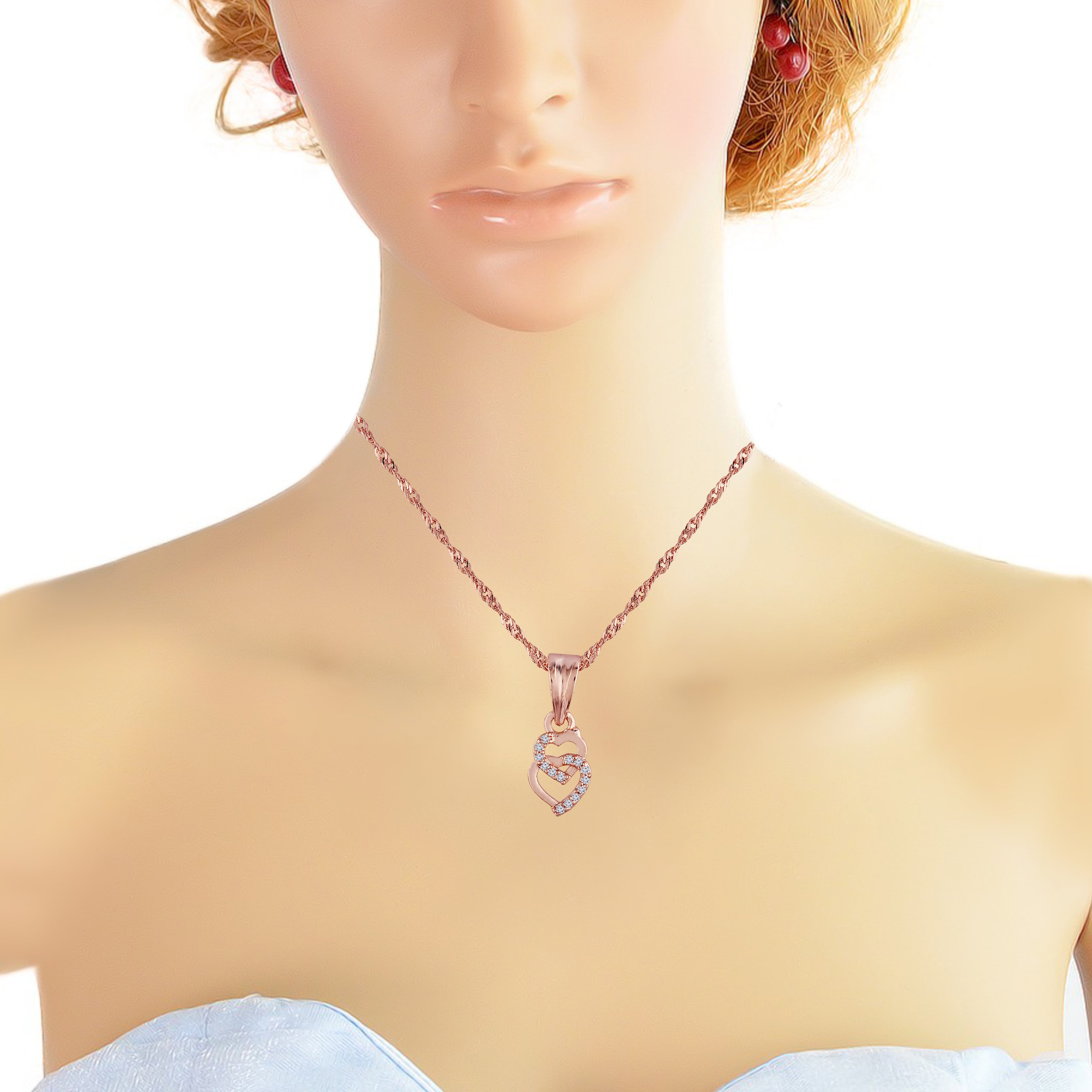 Little Hearts Rose Gold Pendant Set