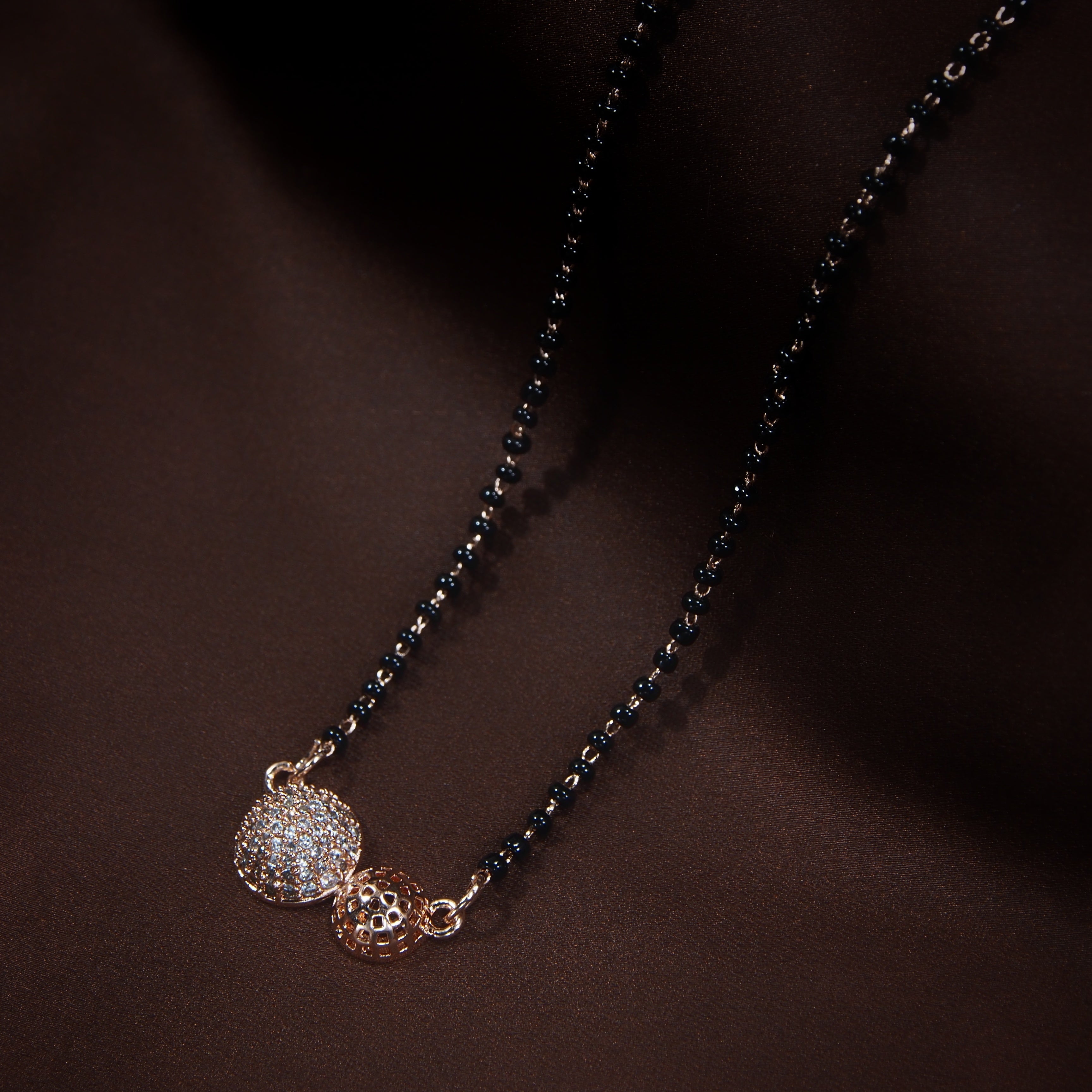 American diamond rose gold magalsutra