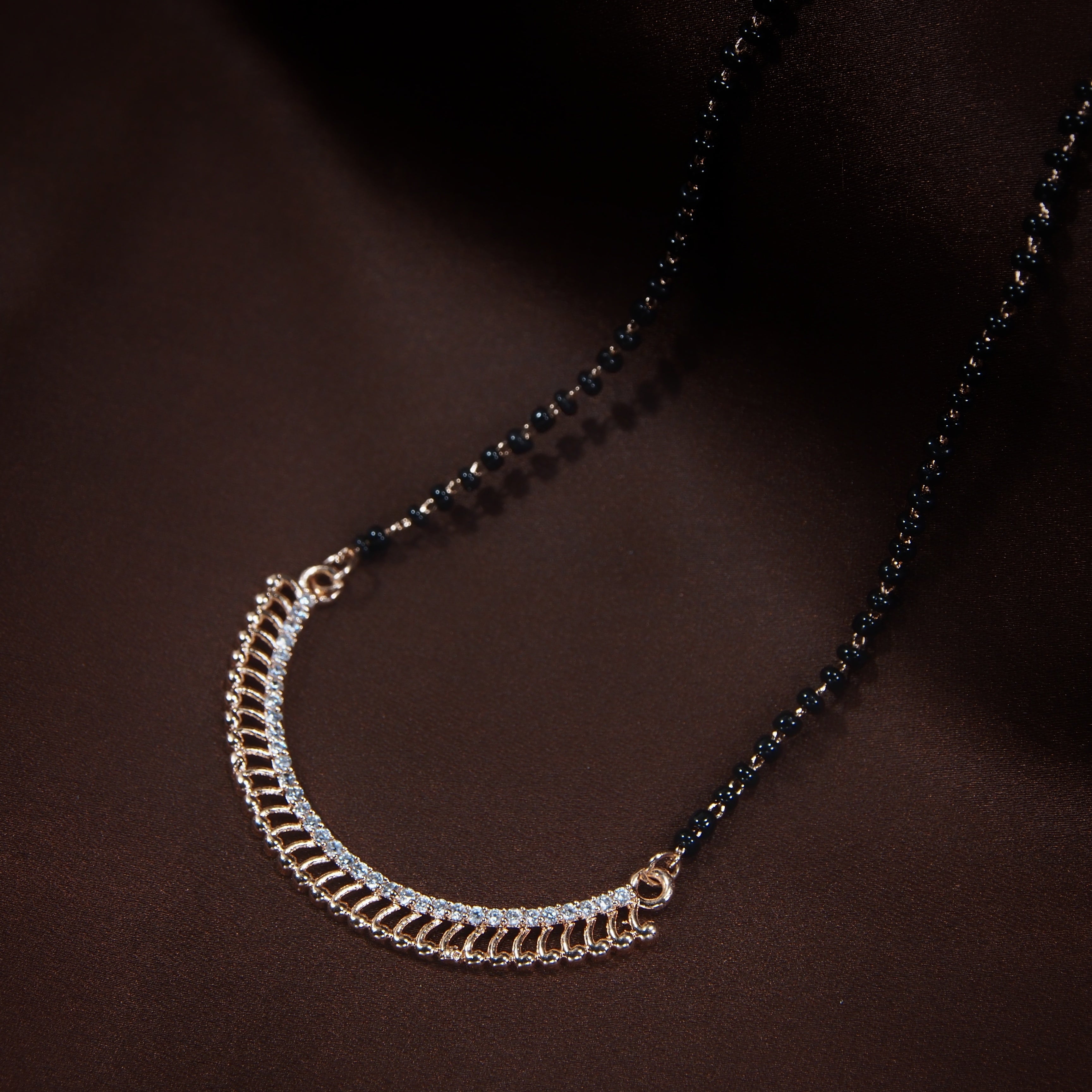 Ameican diamond , rose gold mangalsutra