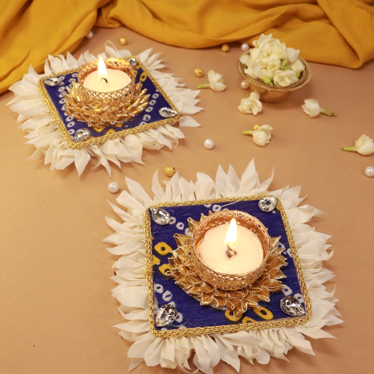 Festival Floral Vintage Diyas with Tealights