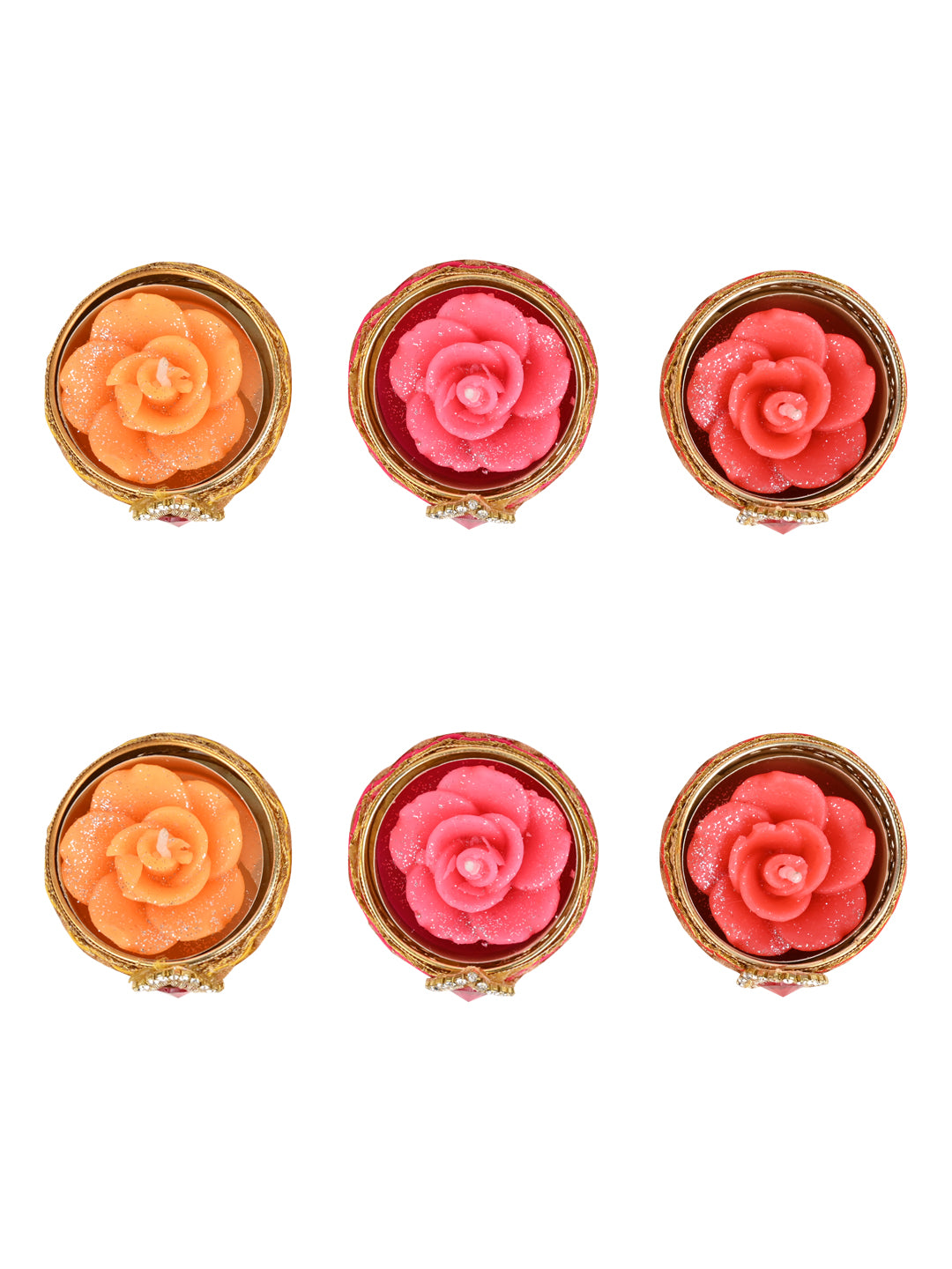 Festive Kundan Studded Diyas with tealights - Set Of 6