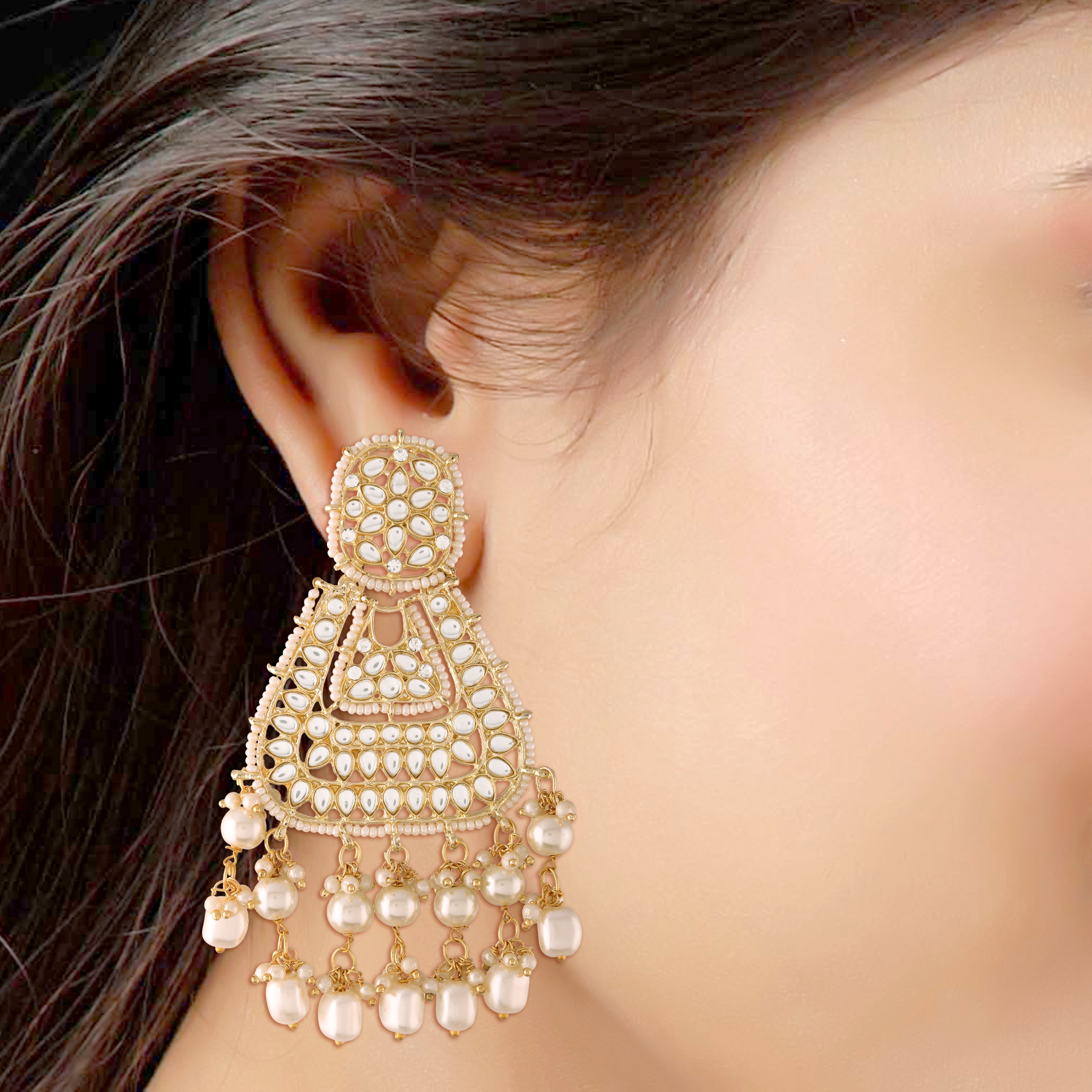 Shesha White Earrings
