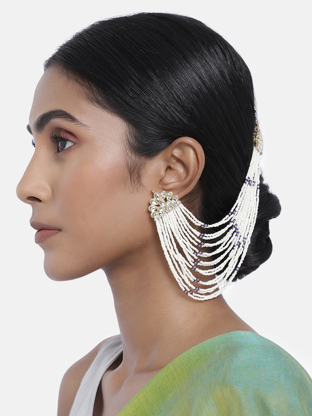 Hair chain , kundan , pearls , indian jewelry