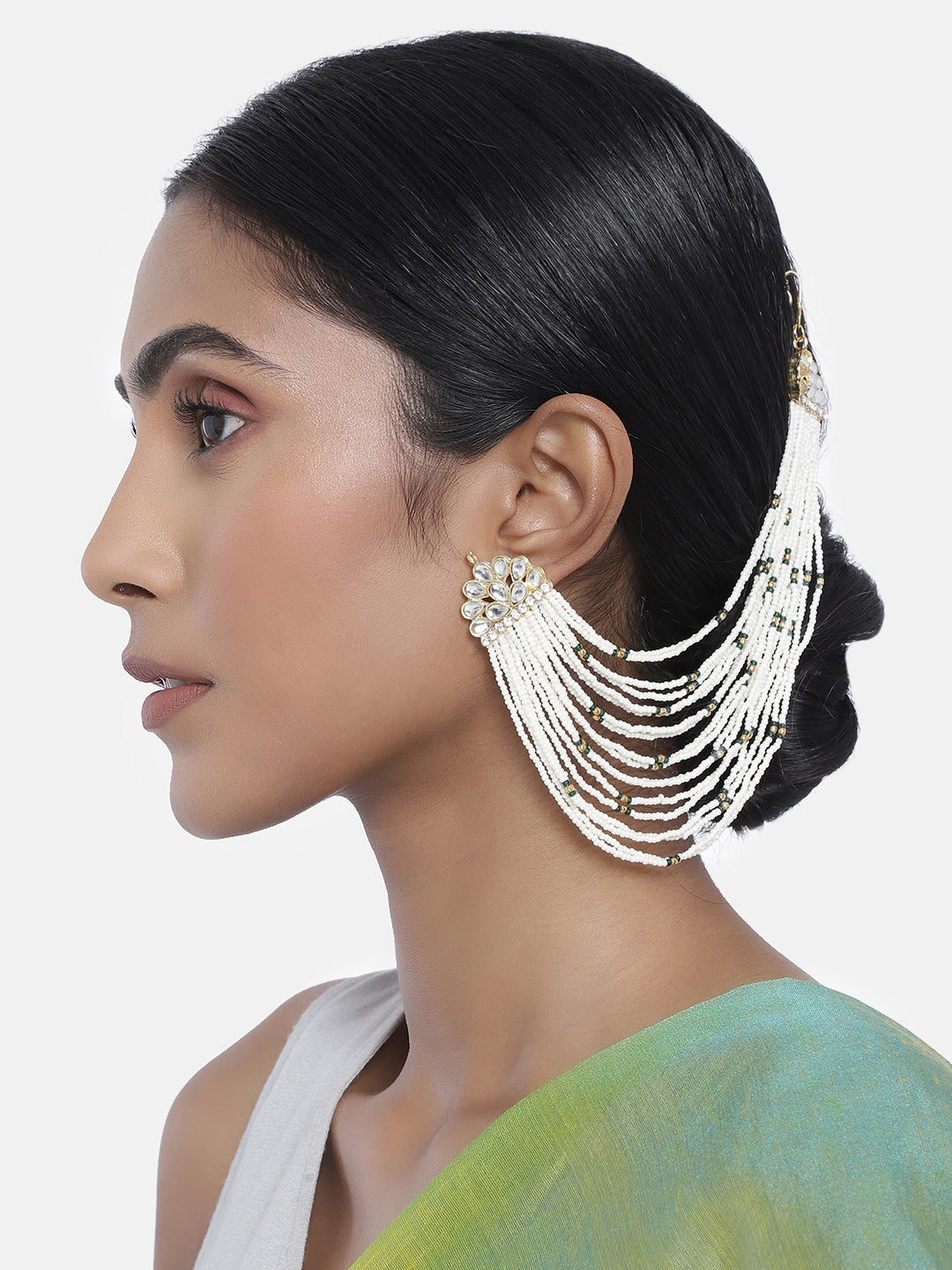 Hair chain , kundan , pearls , indian jewelry