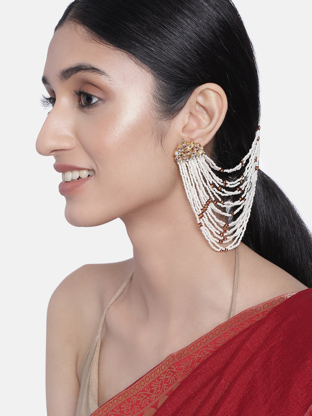 Hair chain , kundan , pearls , indian jewelry