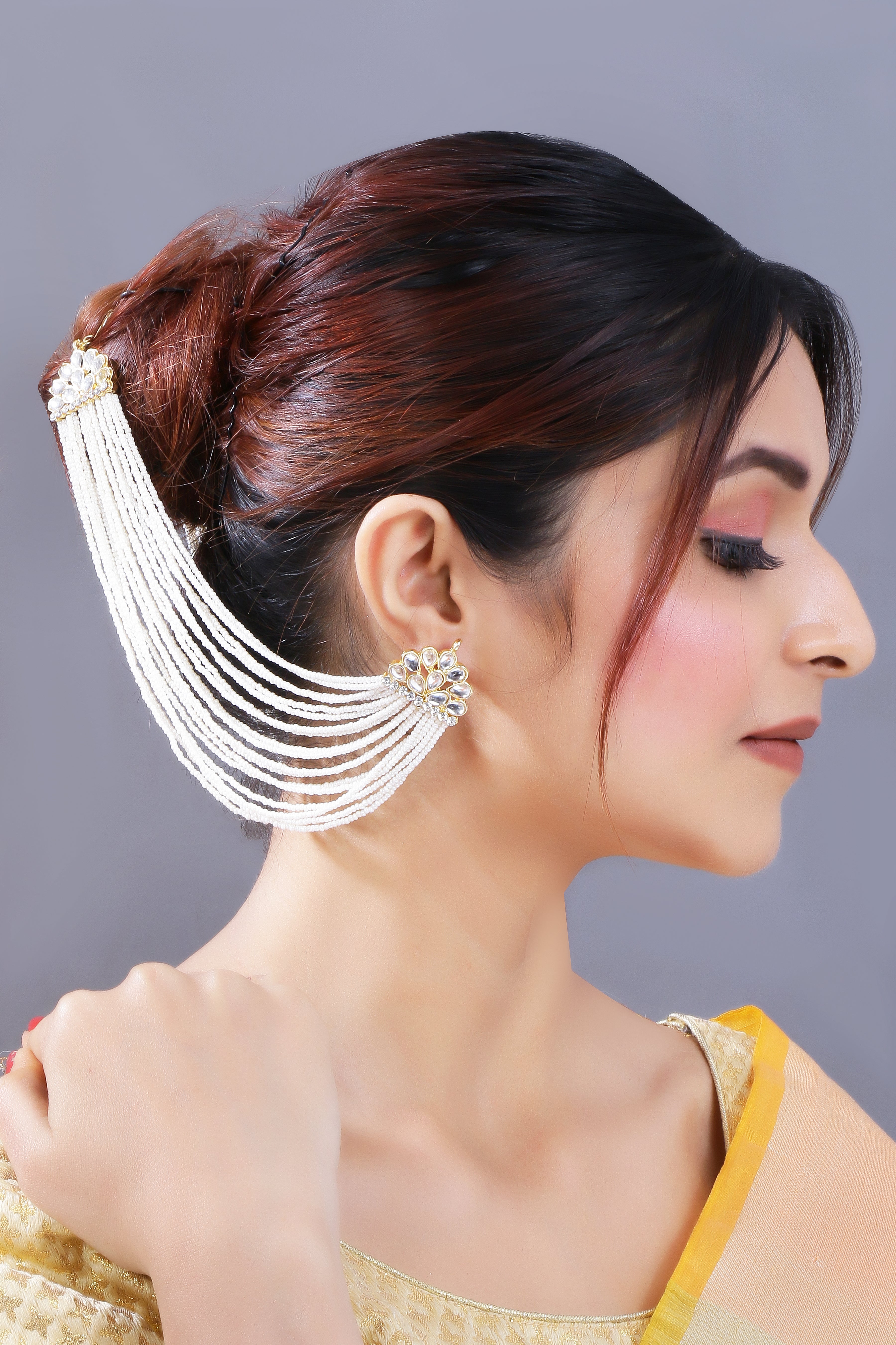 Hair chain , kundan , pearls , indian jewelry