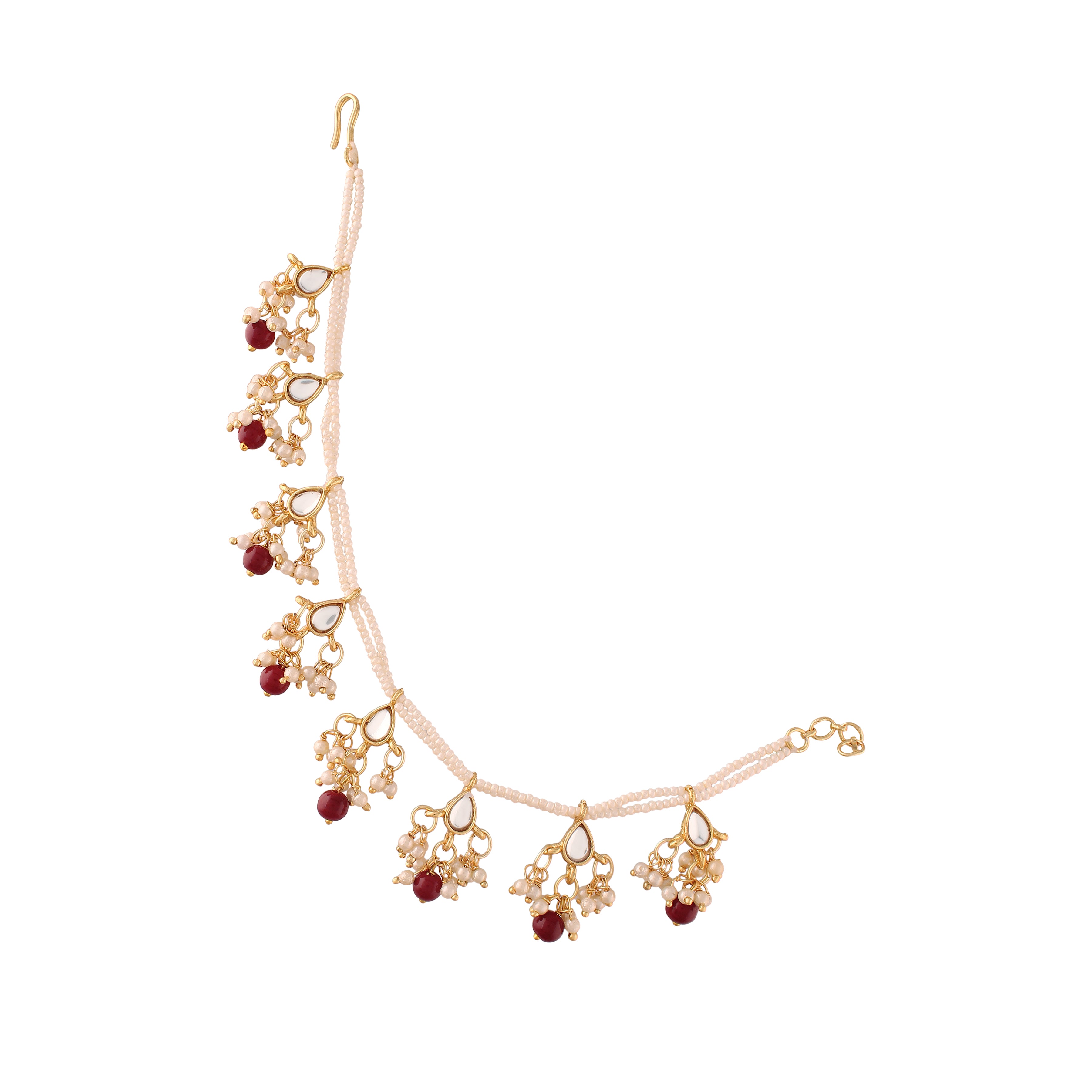 Prakruti Maroon Pearl Hair Chain