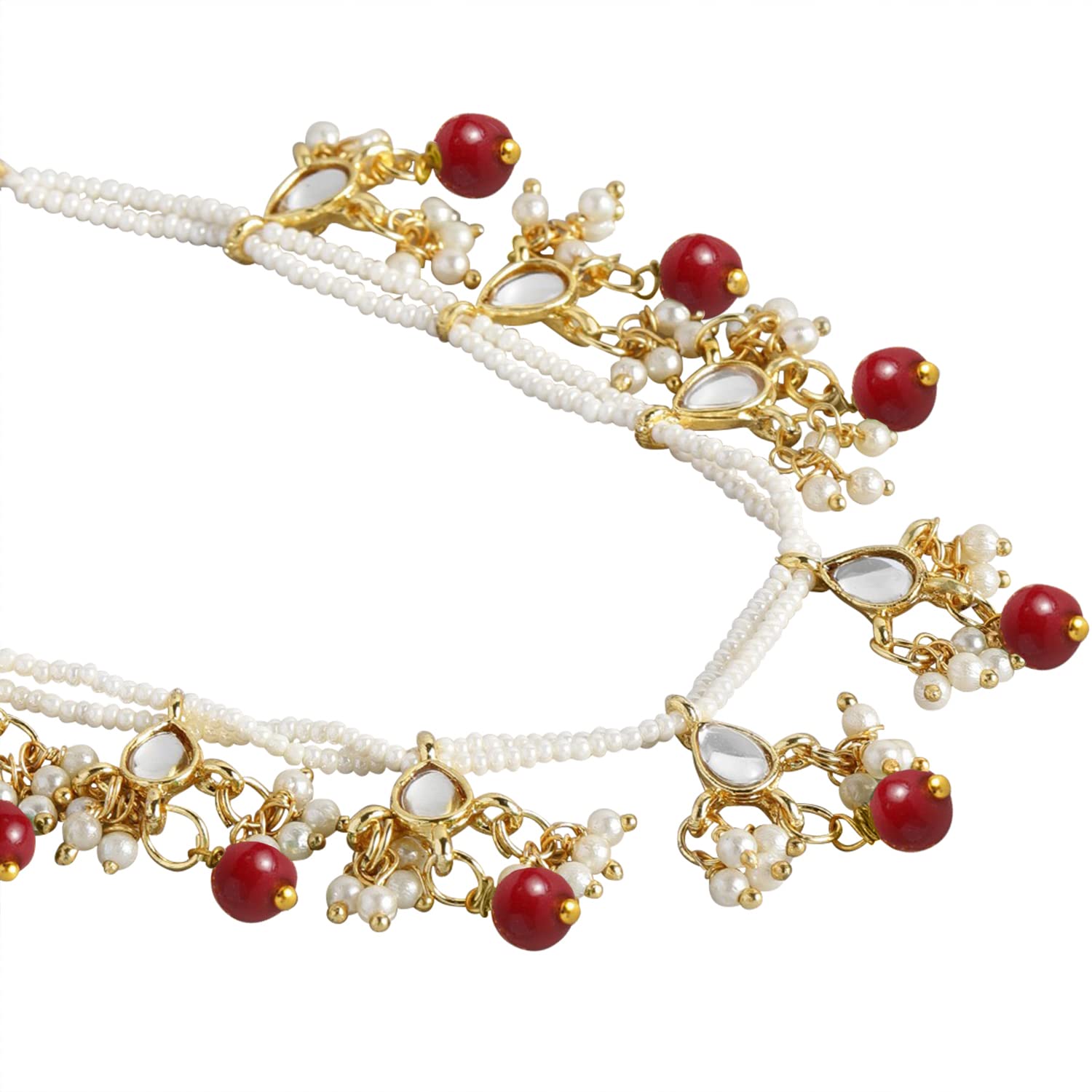 Prakruti Maroon Pearl Hair Chain