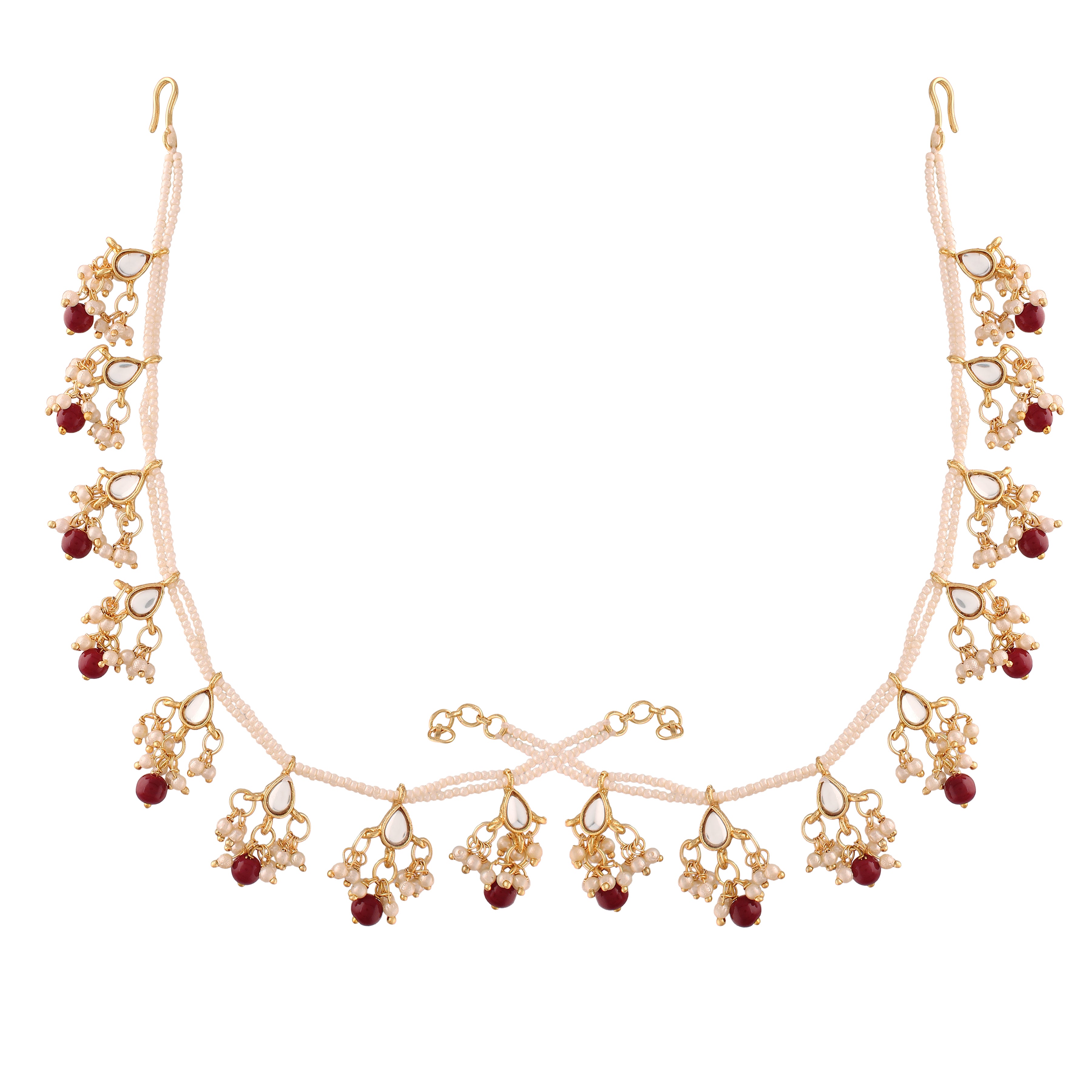 hair chain , kundan , pearls