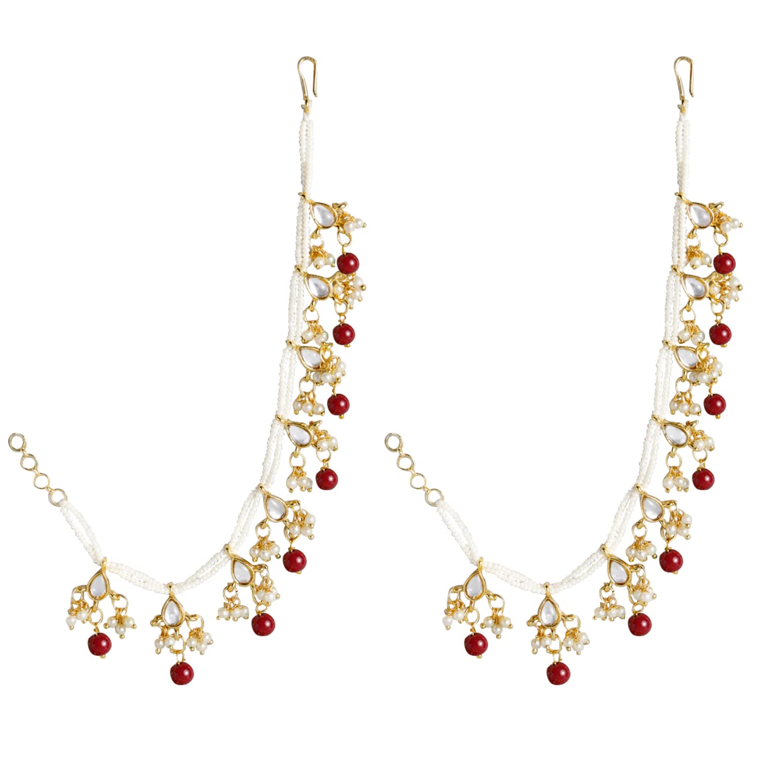 Prakruti Maroon Pearl Hair Chain