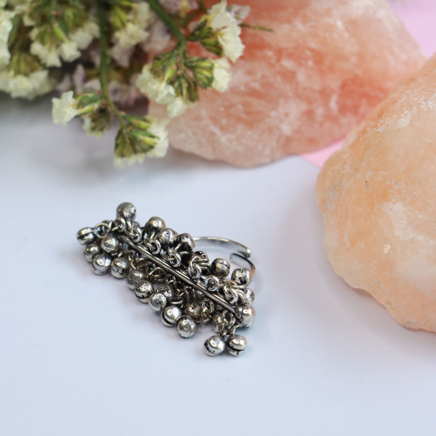 oxidised ghungroo finger ring