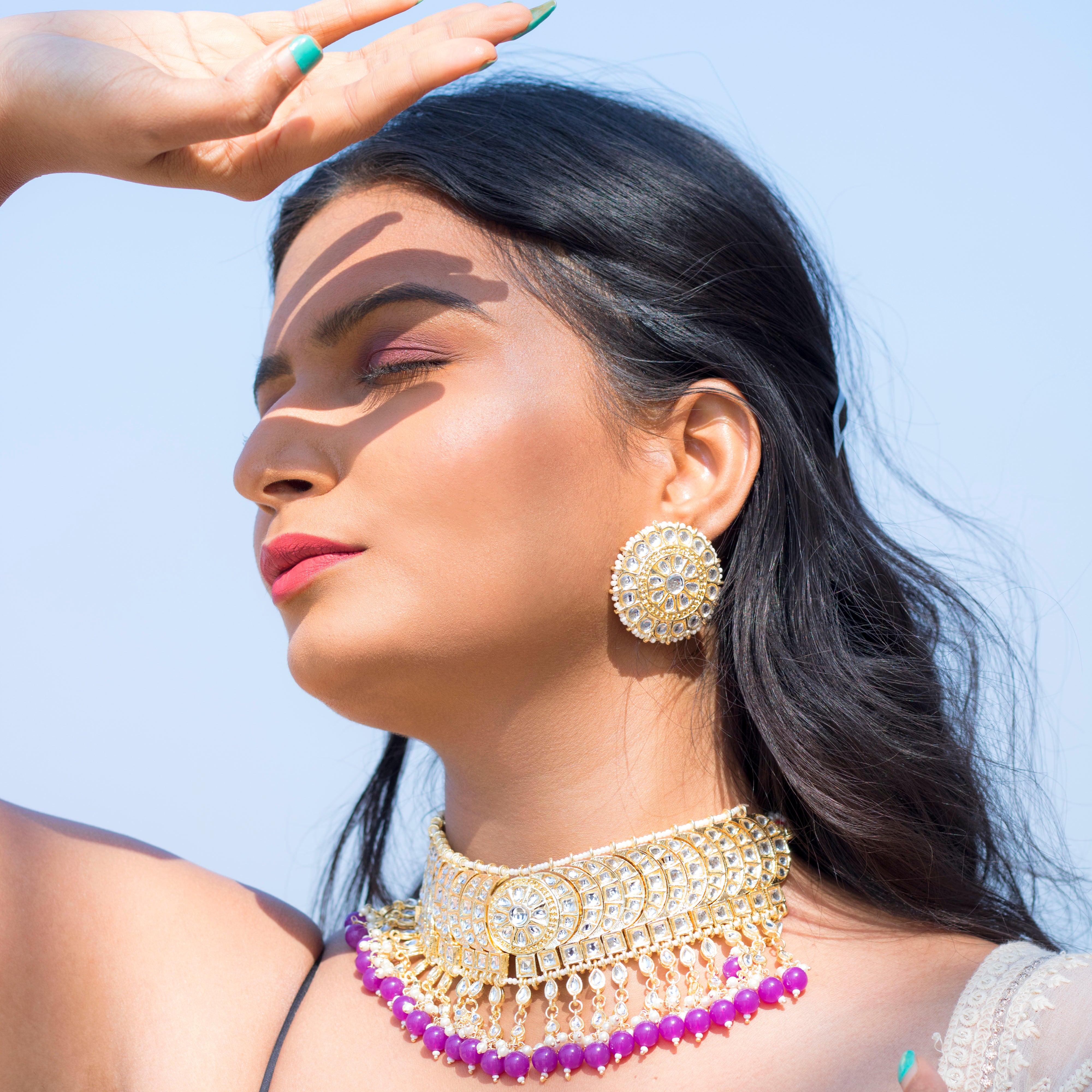 kundan , pearls , stones necklace set