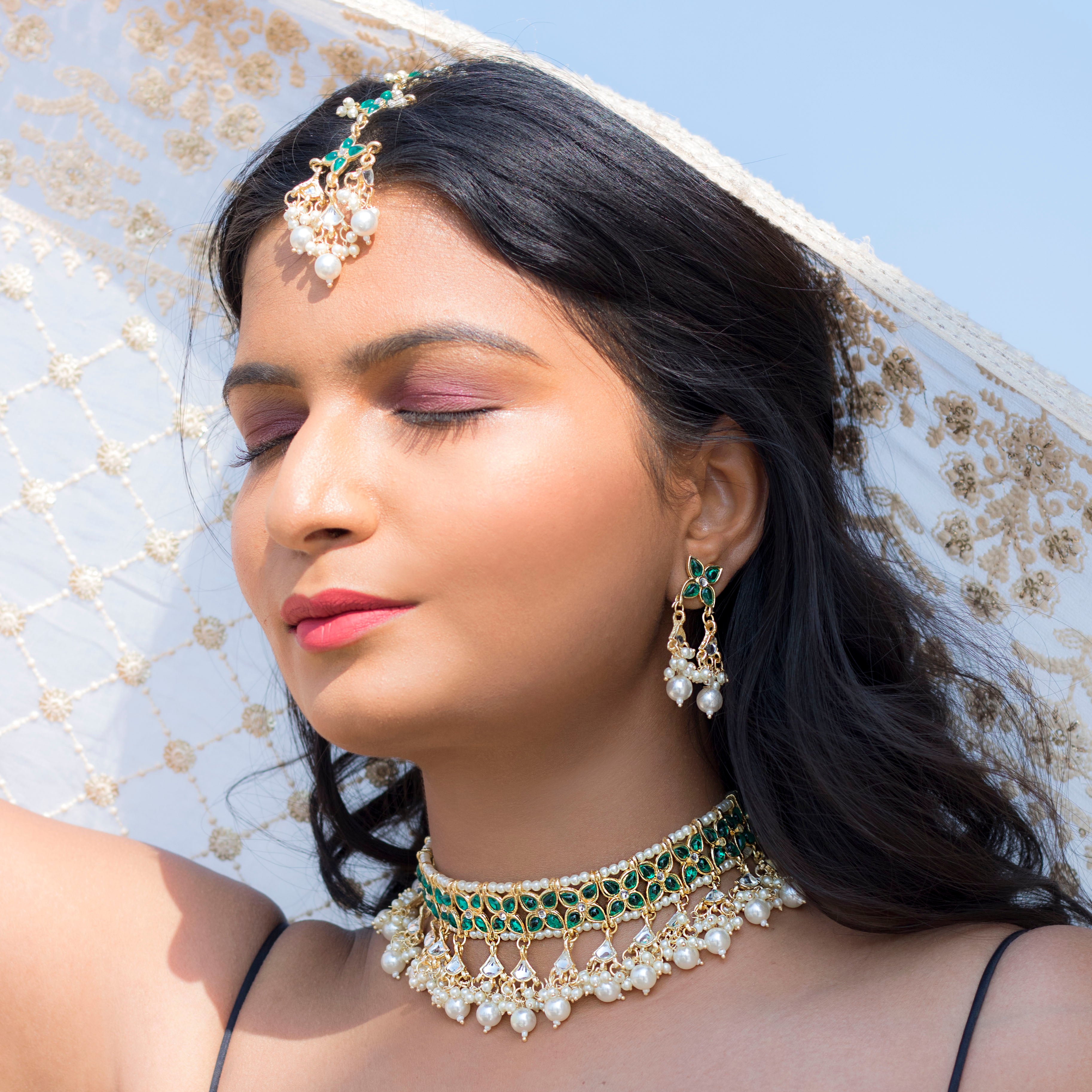 kundan , pearls , stones necklace set