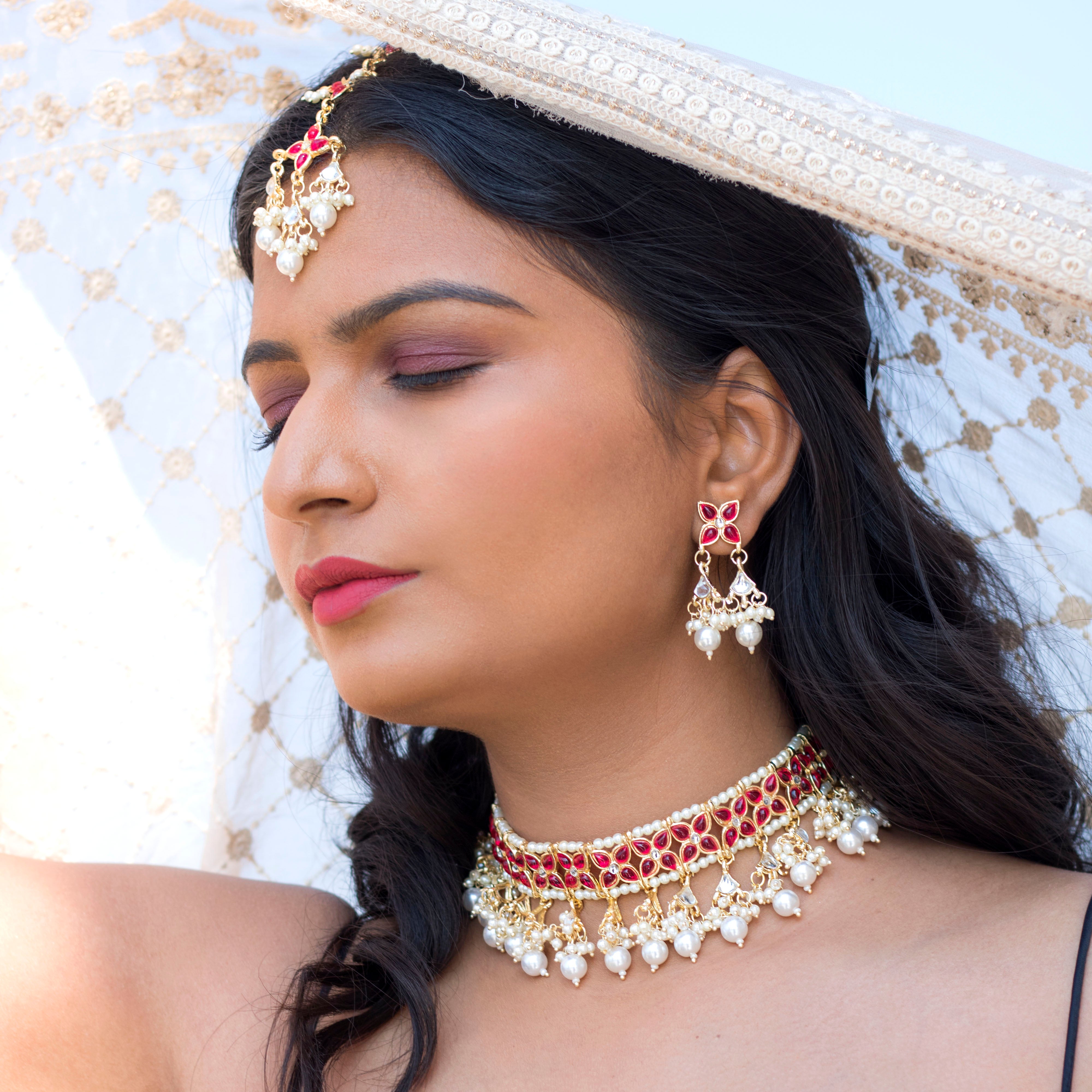 kundan , pearls , stones necklace set