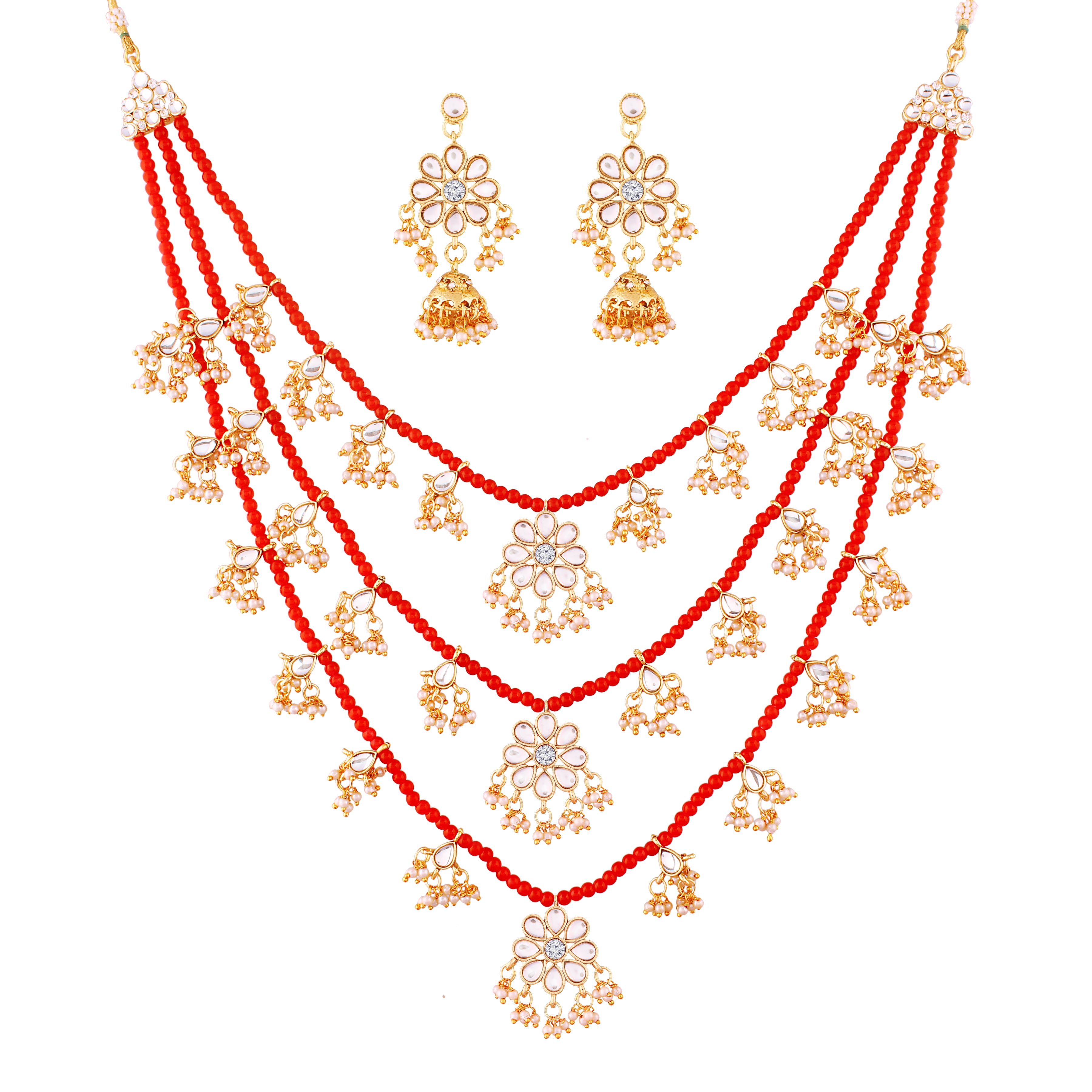 meenakari ,kundan , pearls jewellery set