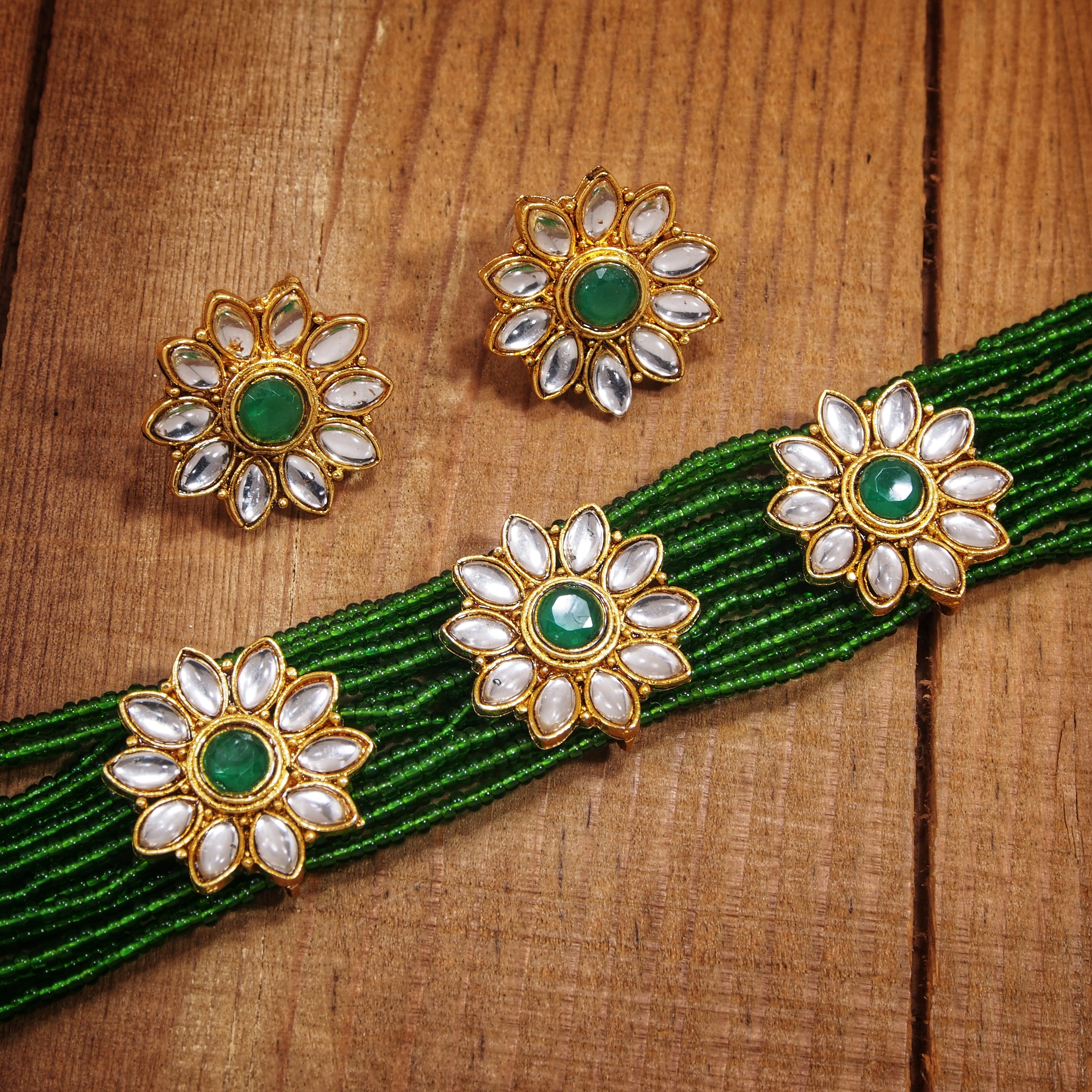 Hayat Green Choker Set