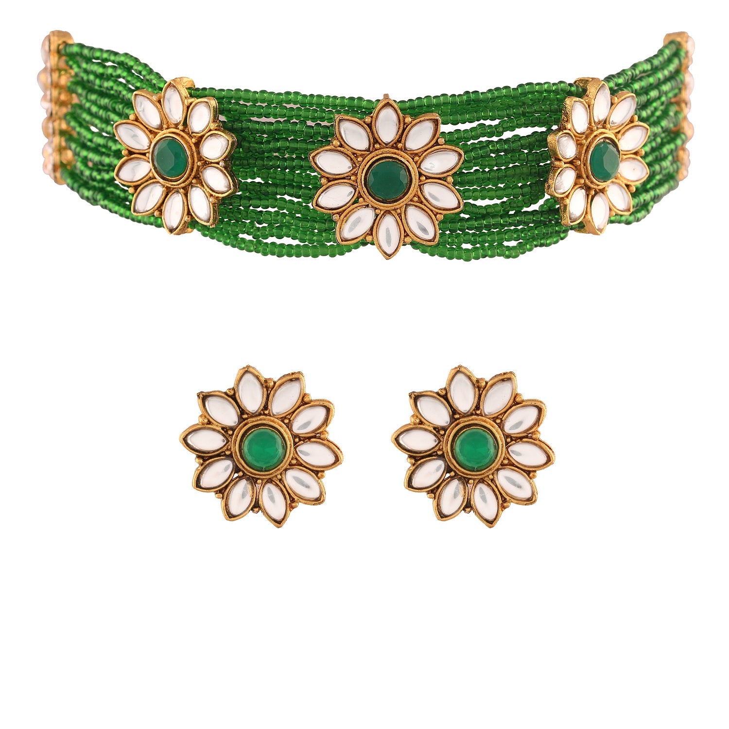 Hayat Green Choker Set