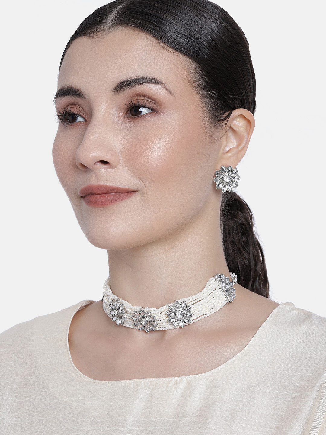 kundan , pearls stones choker set